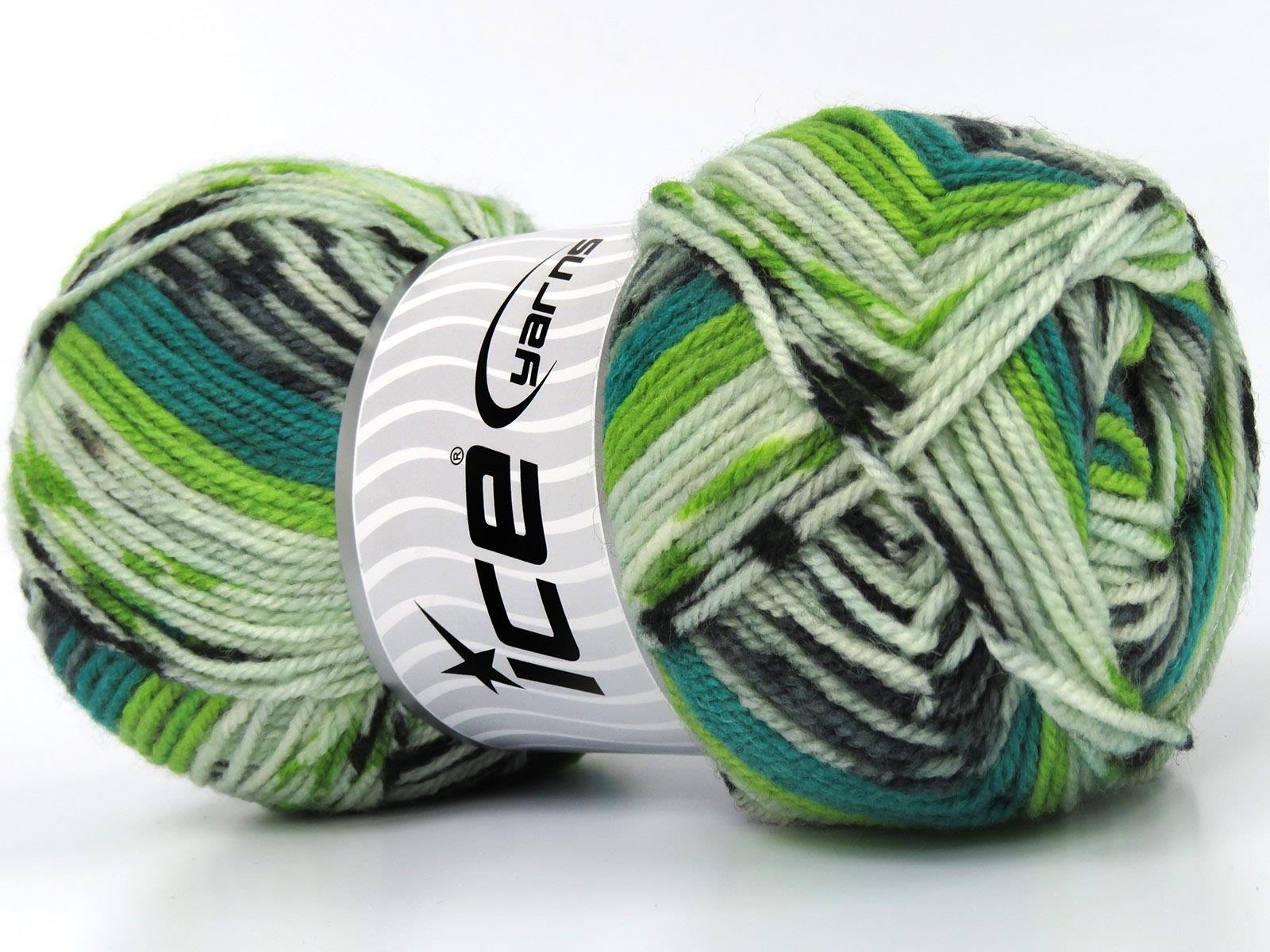 Wool Design Black, Green Shades, Teal