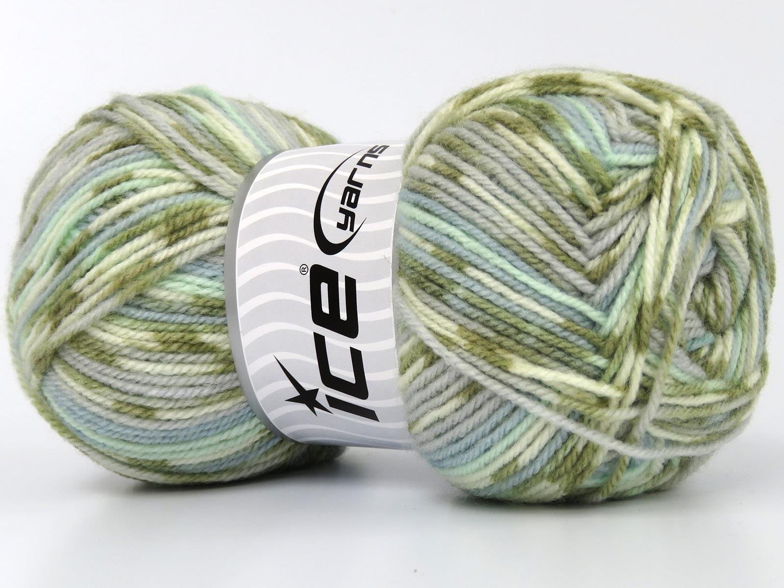 Wool Design Cream, Green Shades, Blue Shades