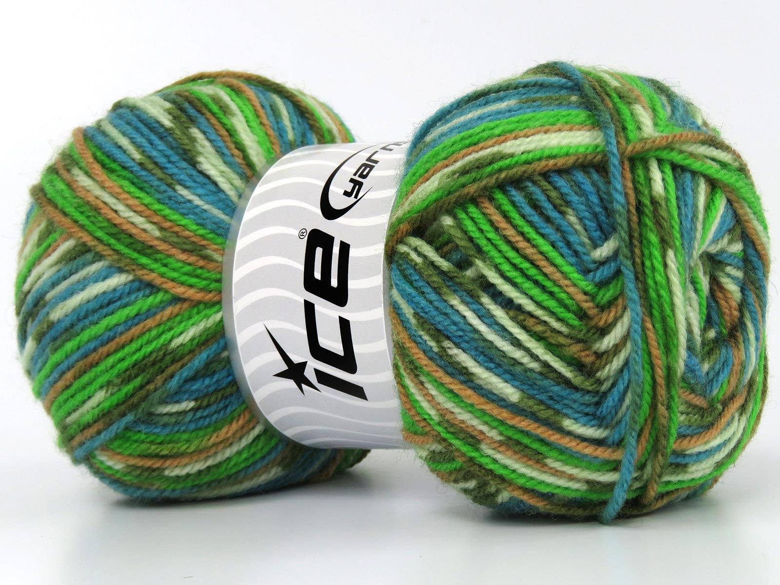 Wool Design Cream, Turquoise, Green Shades