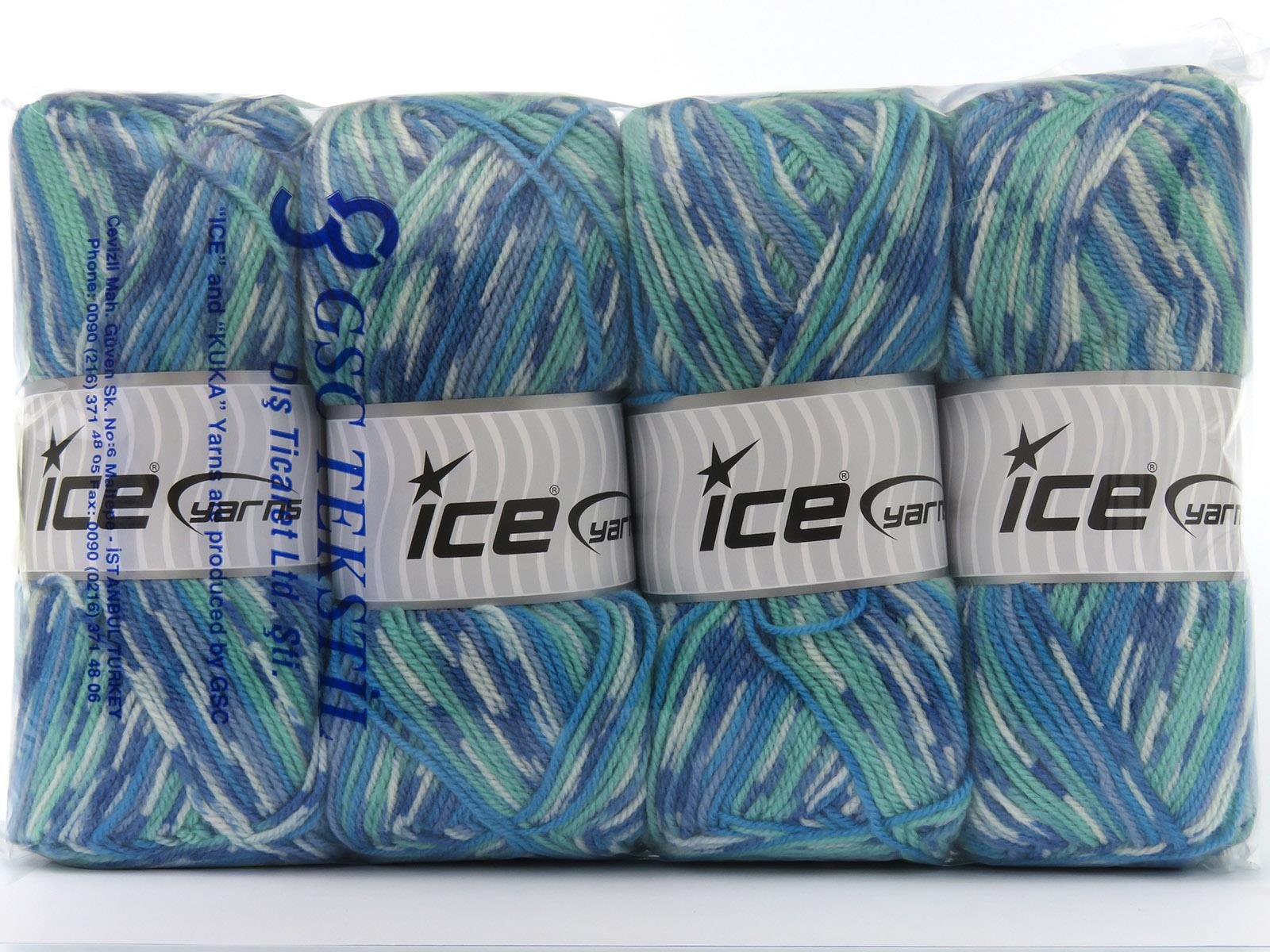 Wool Design White, Blue Shades, Mint Green