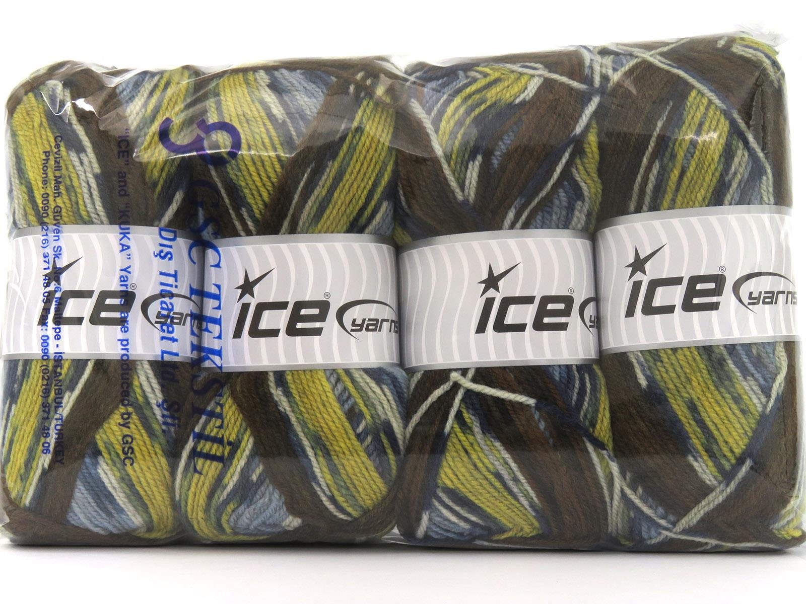 Wool Design White, Brown Shades, Blue Shades, Olive Green