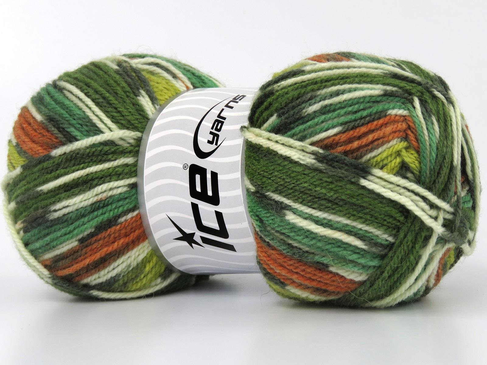 Wool Design White, Orange, Green Shades