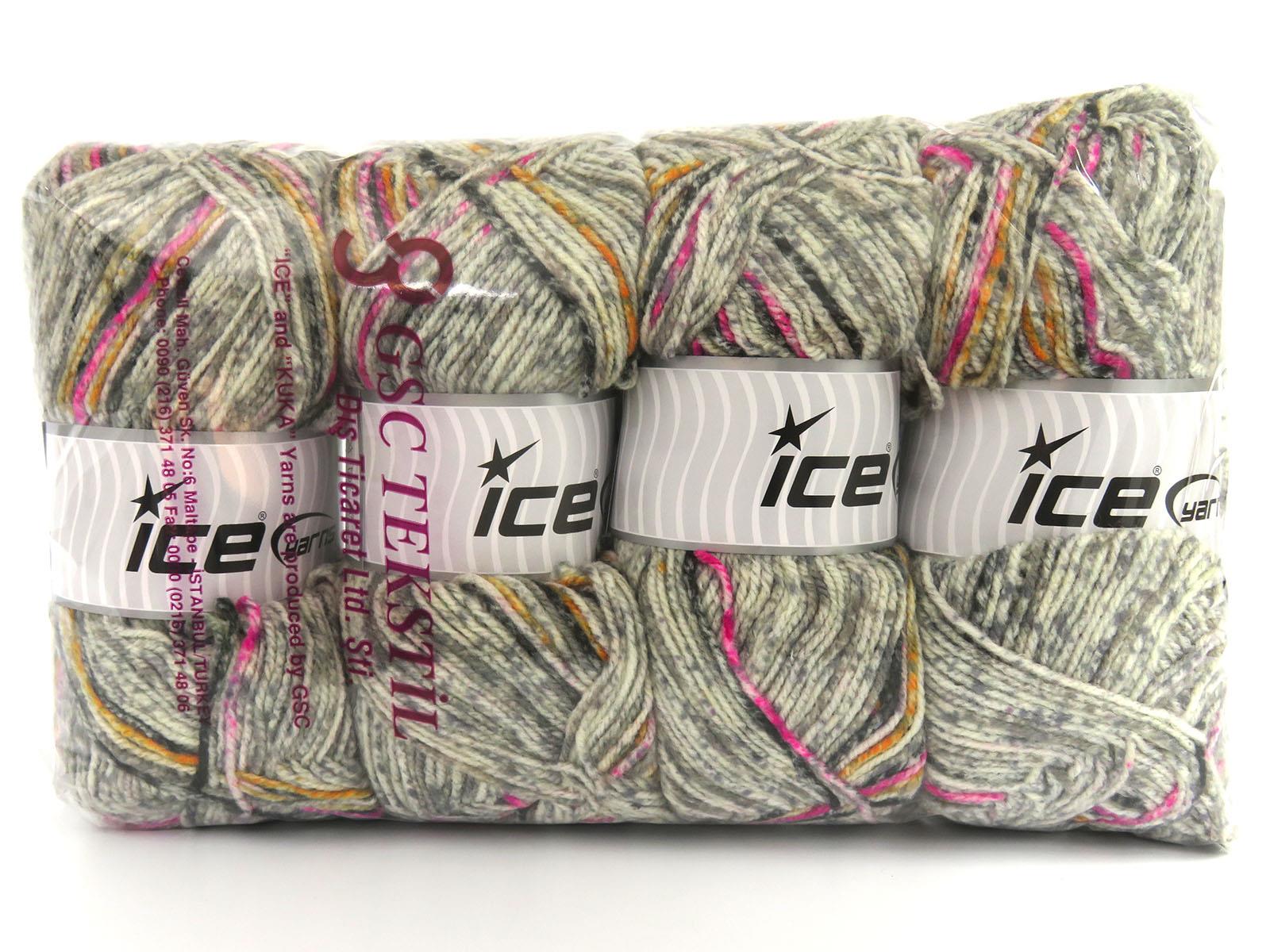 Wool Varicolor Light Black, Gold, Fuchsia, Grey Shades