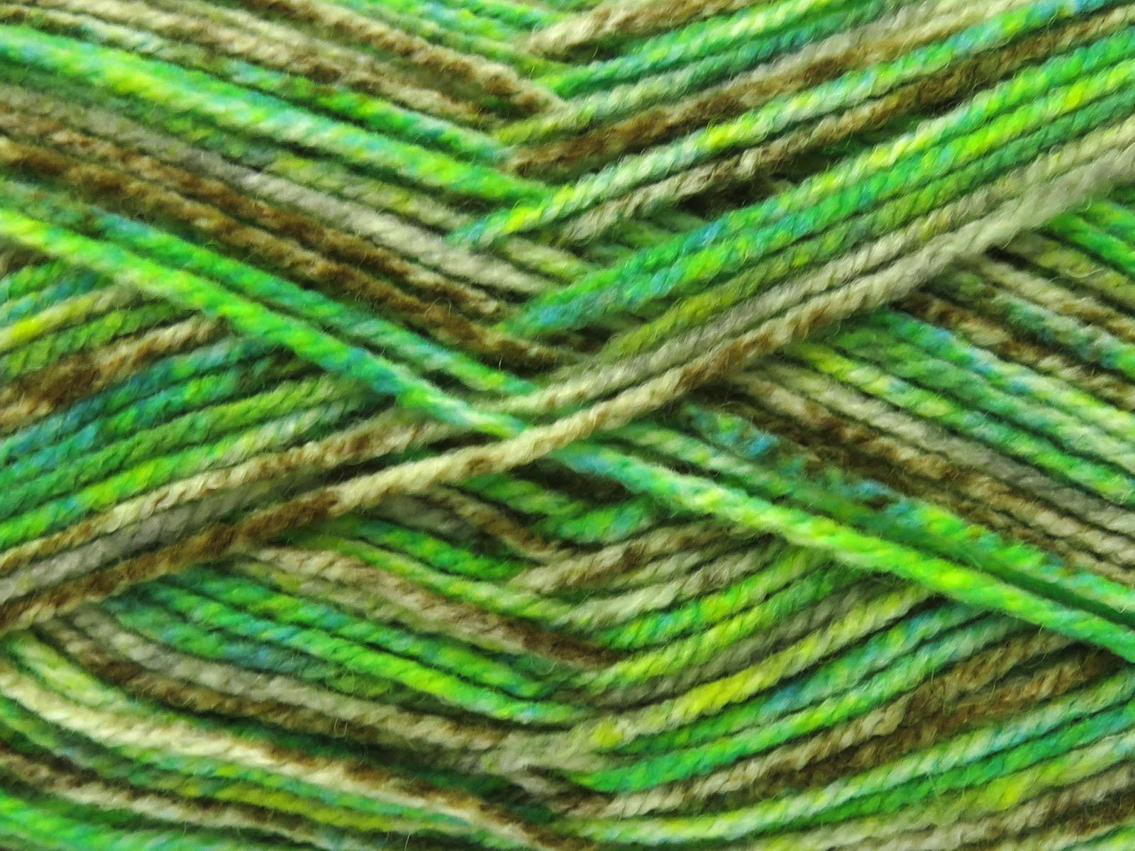 Wool Varicolor Light Brown Shades, Green Shades