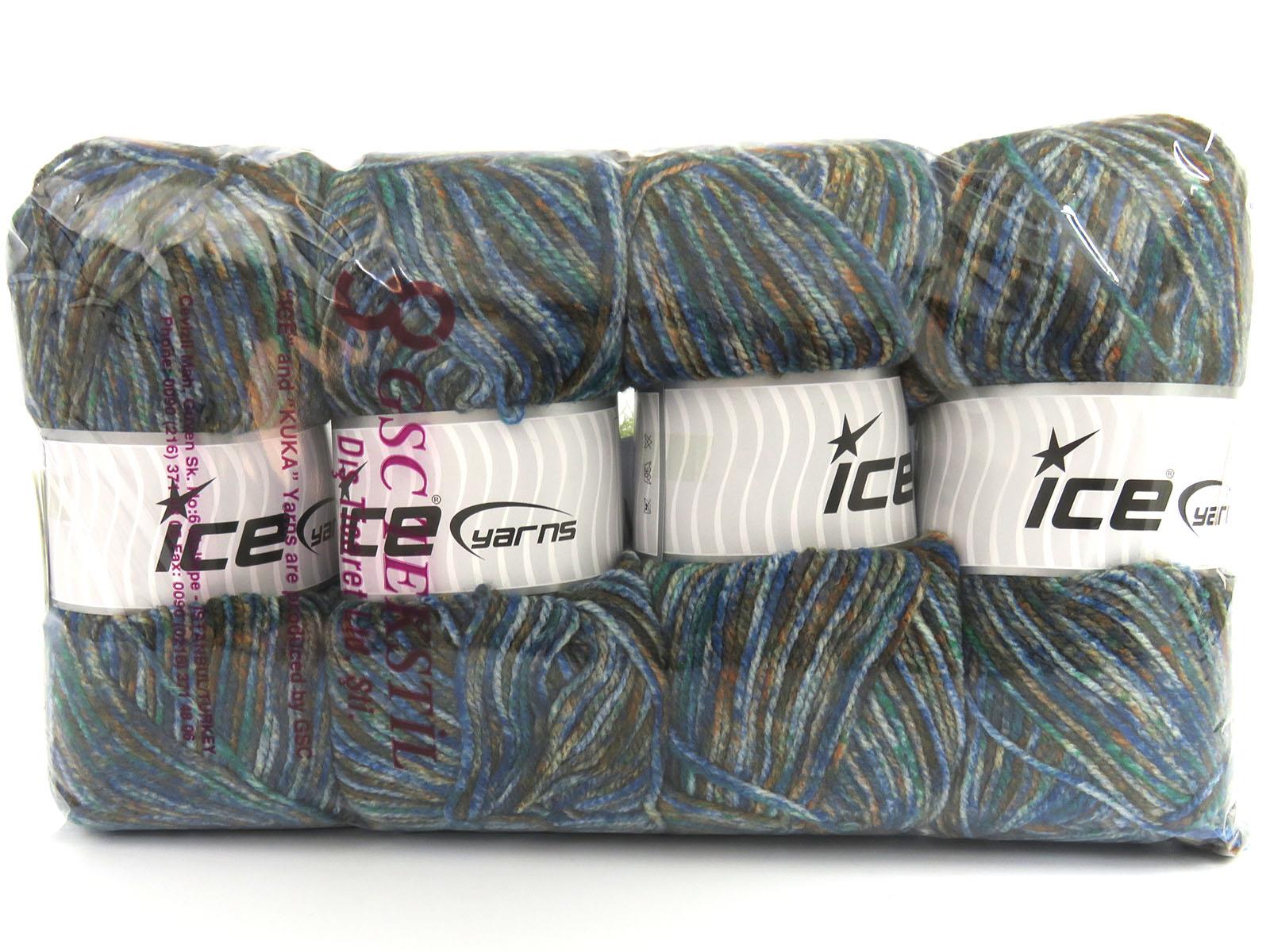 Wool Varicolor Light Green Shades, Copper, Blue Shades