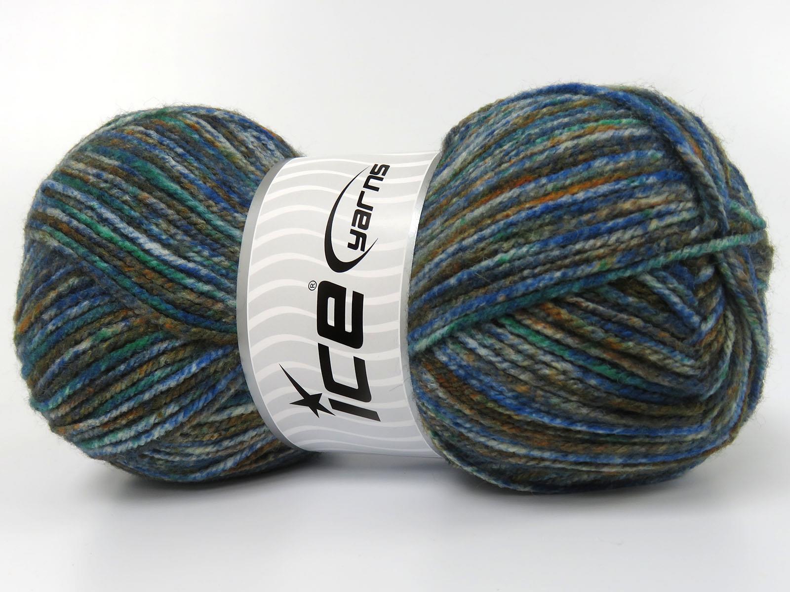 Wool Varicolor Light Green Shades, Copper, Blue Shades