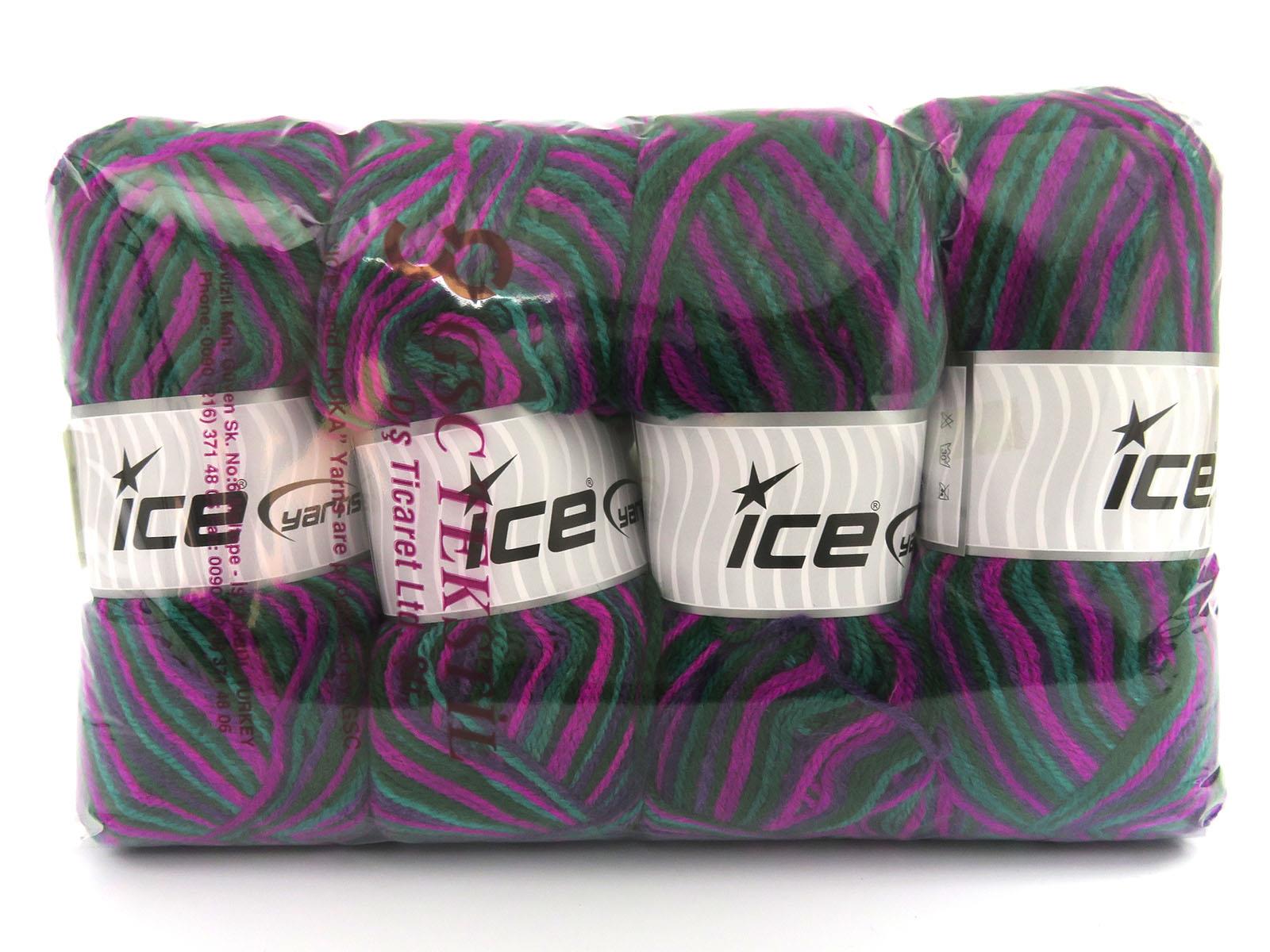 Wool Varicolor Light Green Shades, Purple Shades