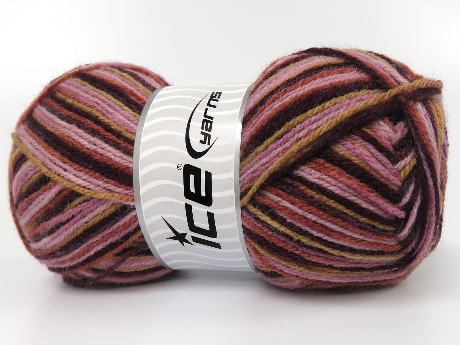 Wool Varicolor Light Maroon, Camel, Pink Shades