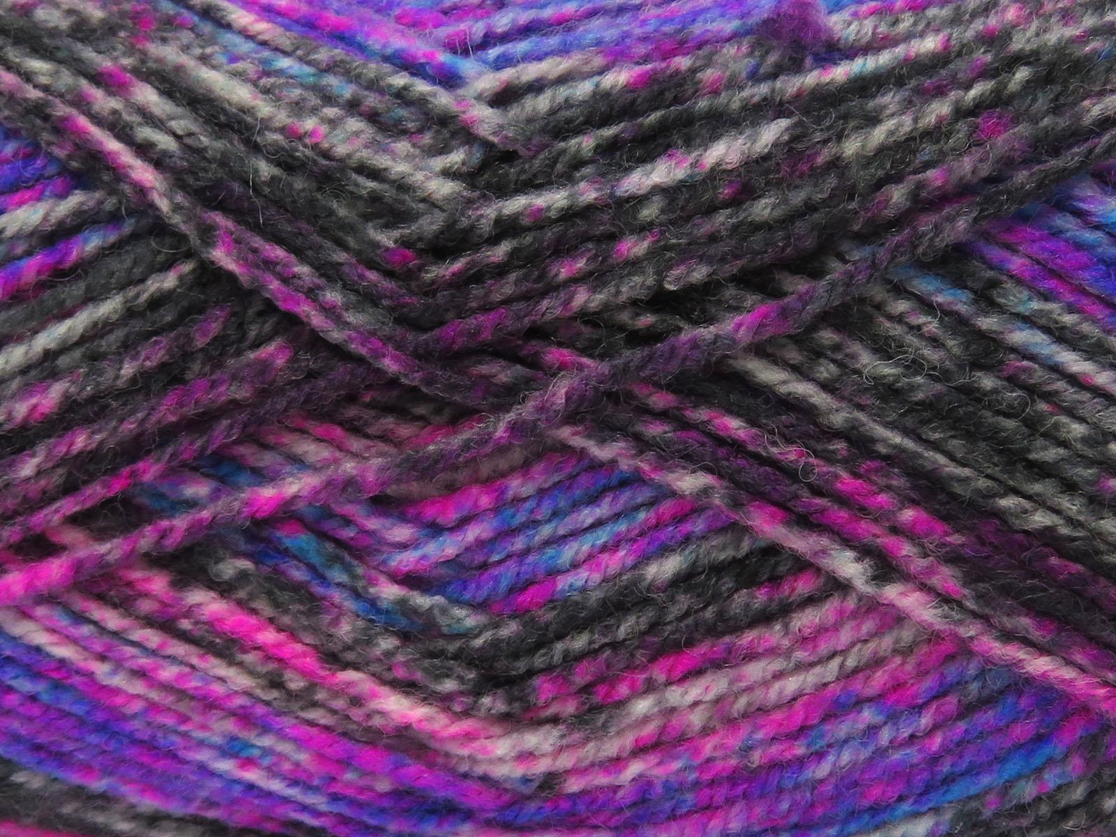 Wool Varicolor Light Pink, Black, Purple, Grey Shades