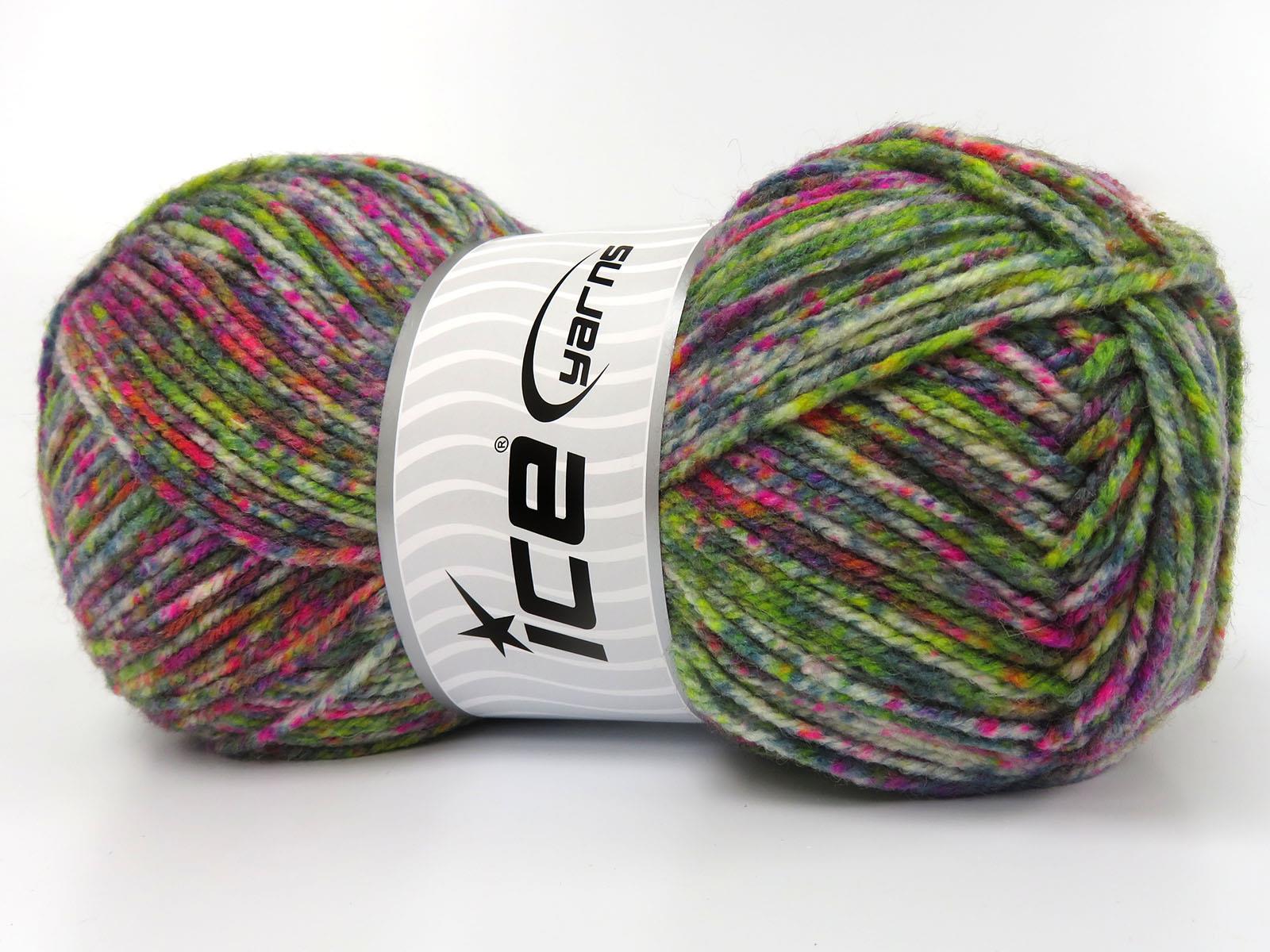 Wool Varicolor Light Pink, Purple, Green Shades