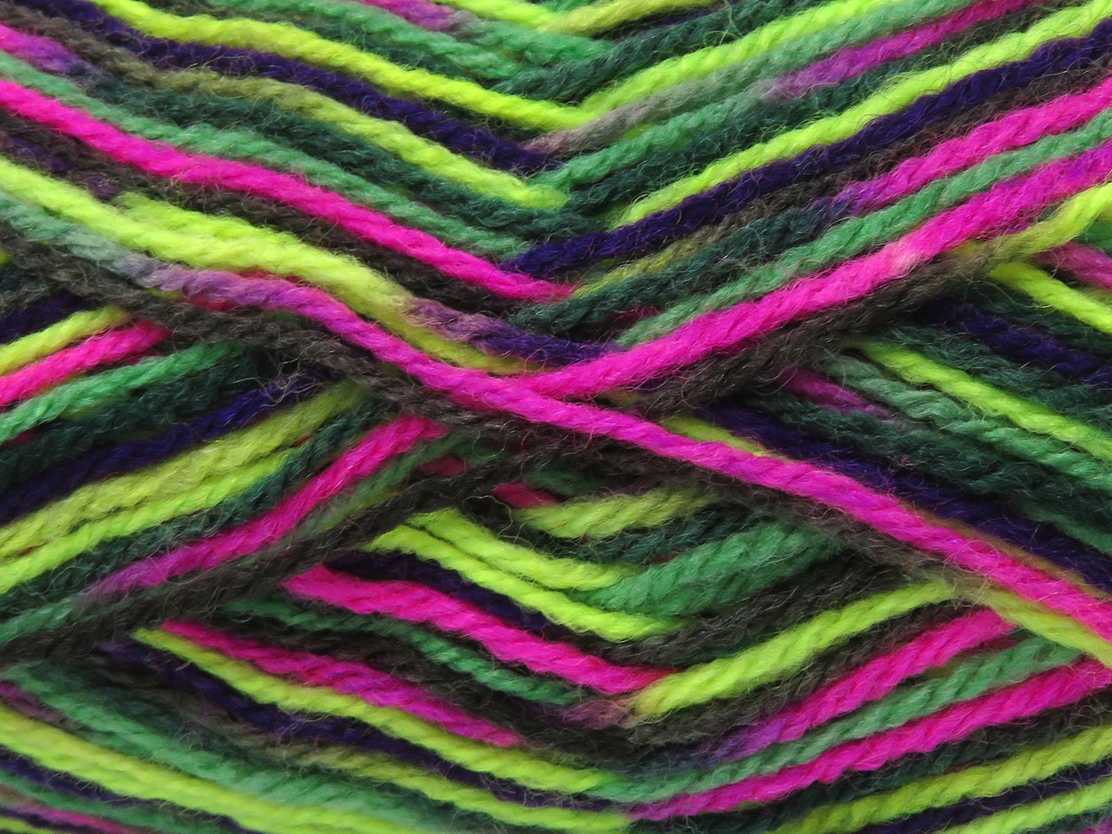 Wool Varicolor Light Purple, Fuchsia, Green Shades