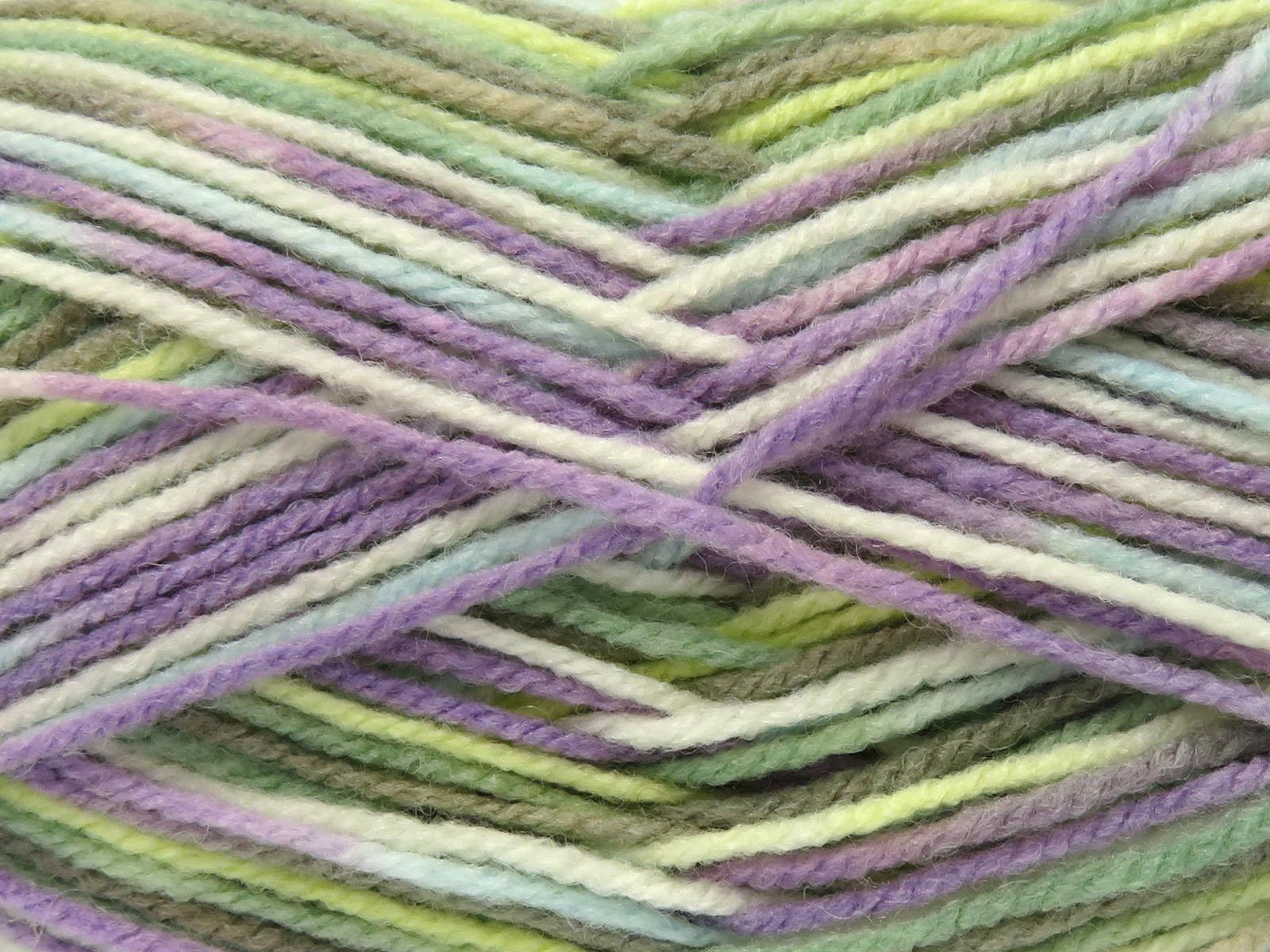 Wool Varicolor Light White, Lilac, Green Shades, Beige