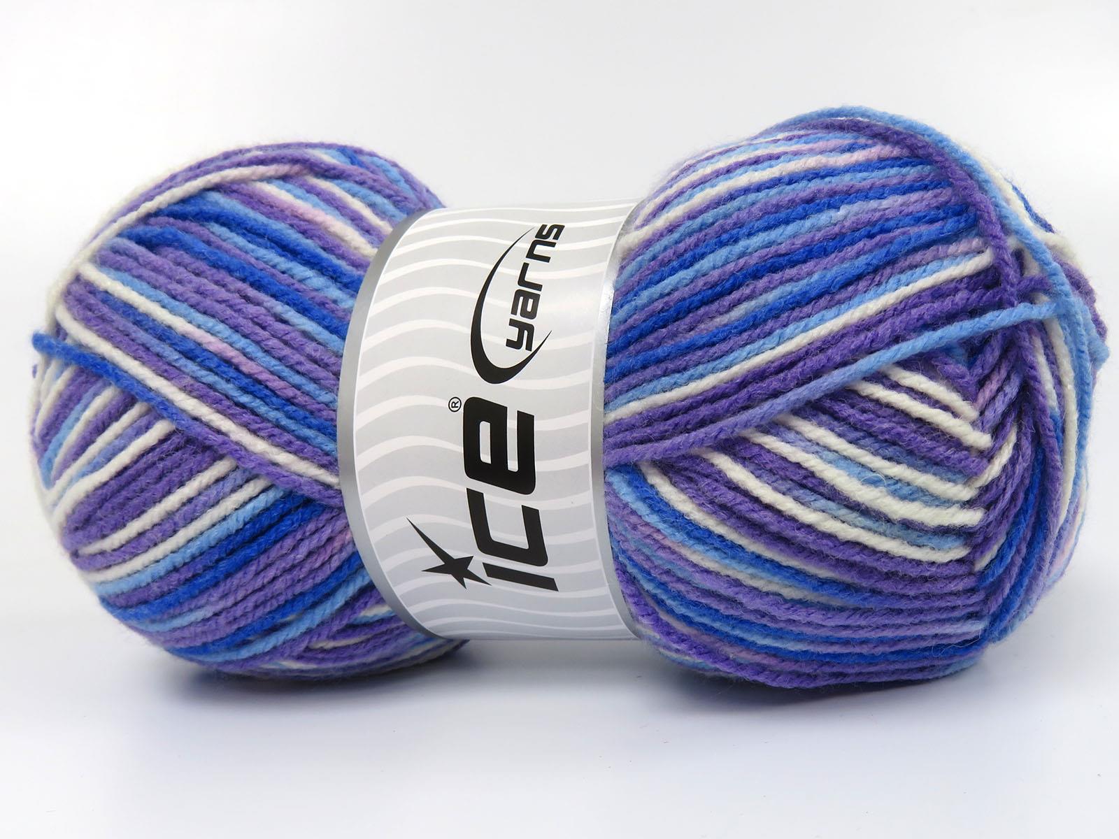Wool Varicolor Light White, Lilac Shades, Blue Shades