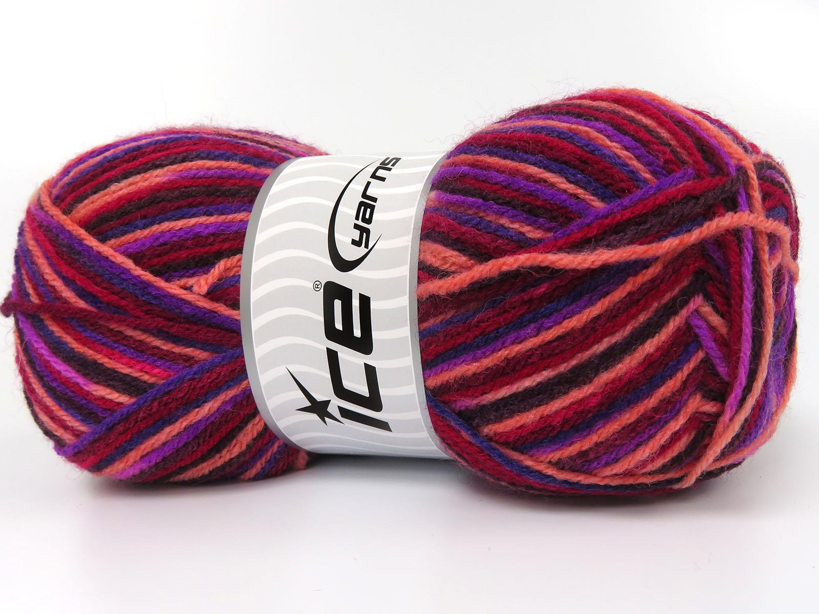 Wool Varicolor Light White, Purple, Maroon, Salmon, Burgundy Shades