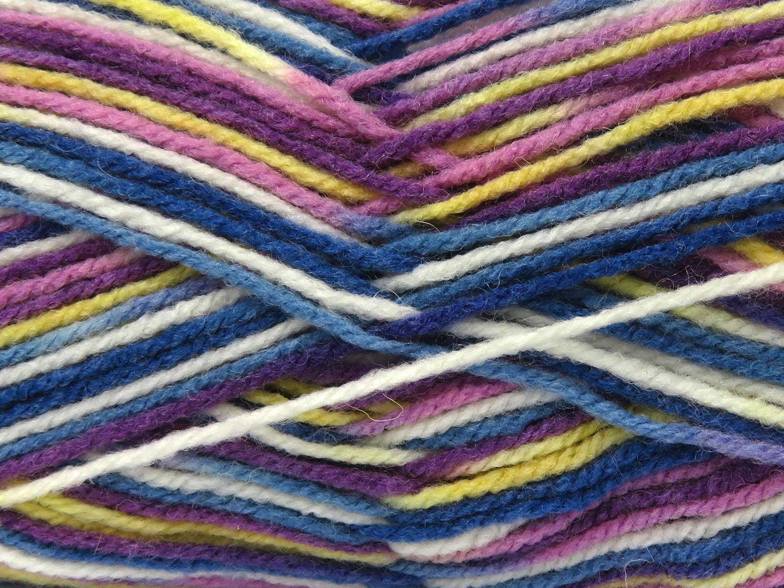 Wool Varicolor Light White, Yellow, Pink Shades, Blue Shades