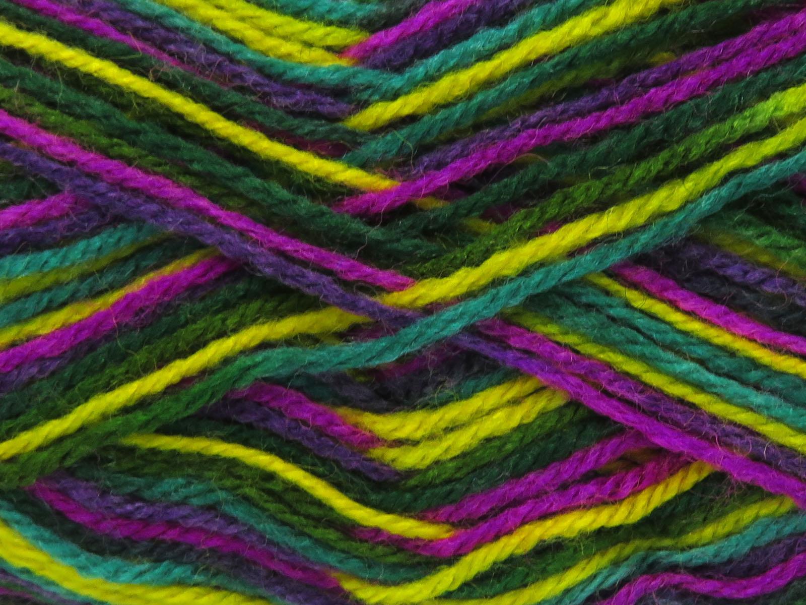 Wool Varicolor Light Yellow, Green Shades, Purple Shades