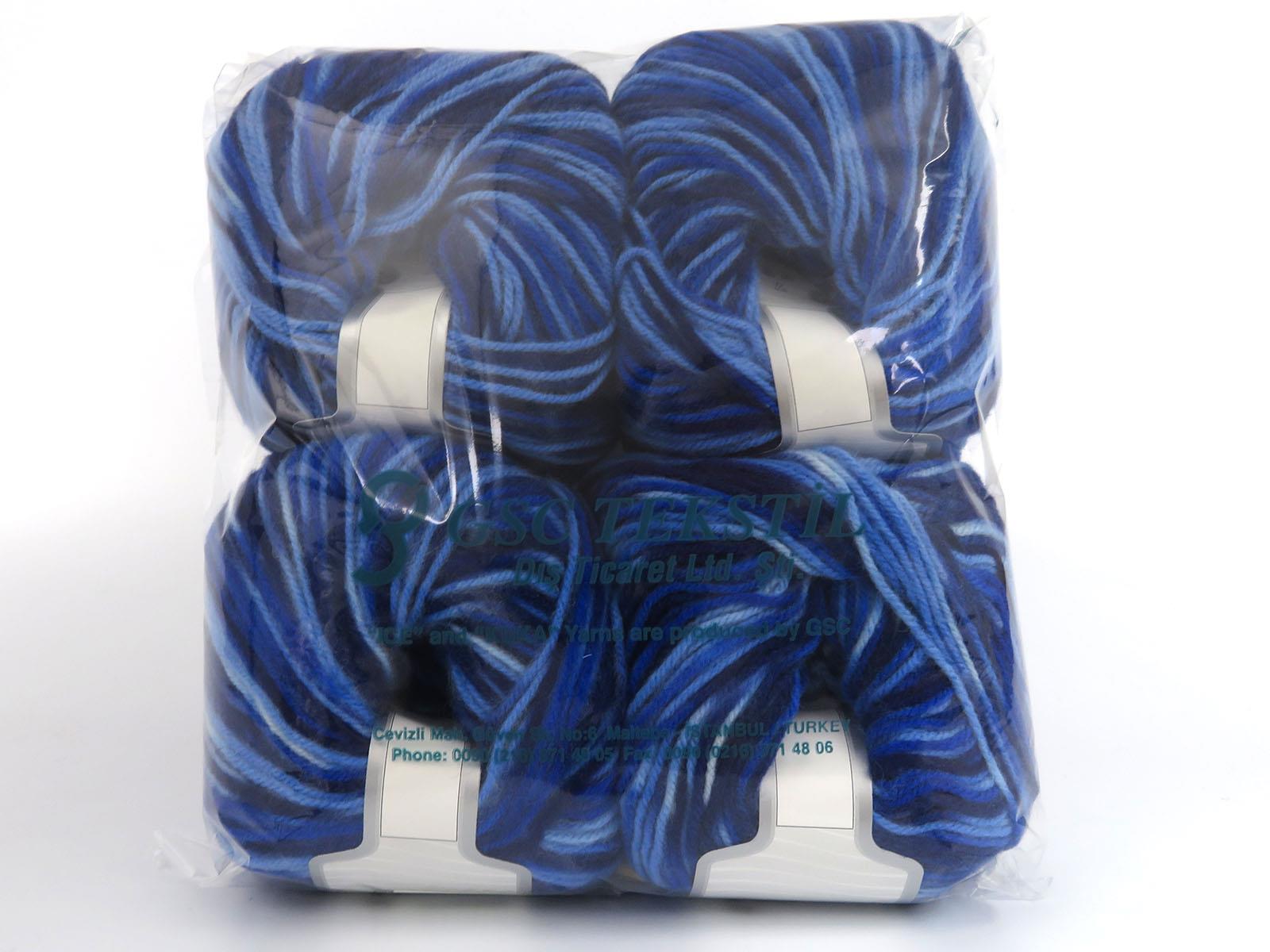 Wool Varicolor Worsted Blue Shades