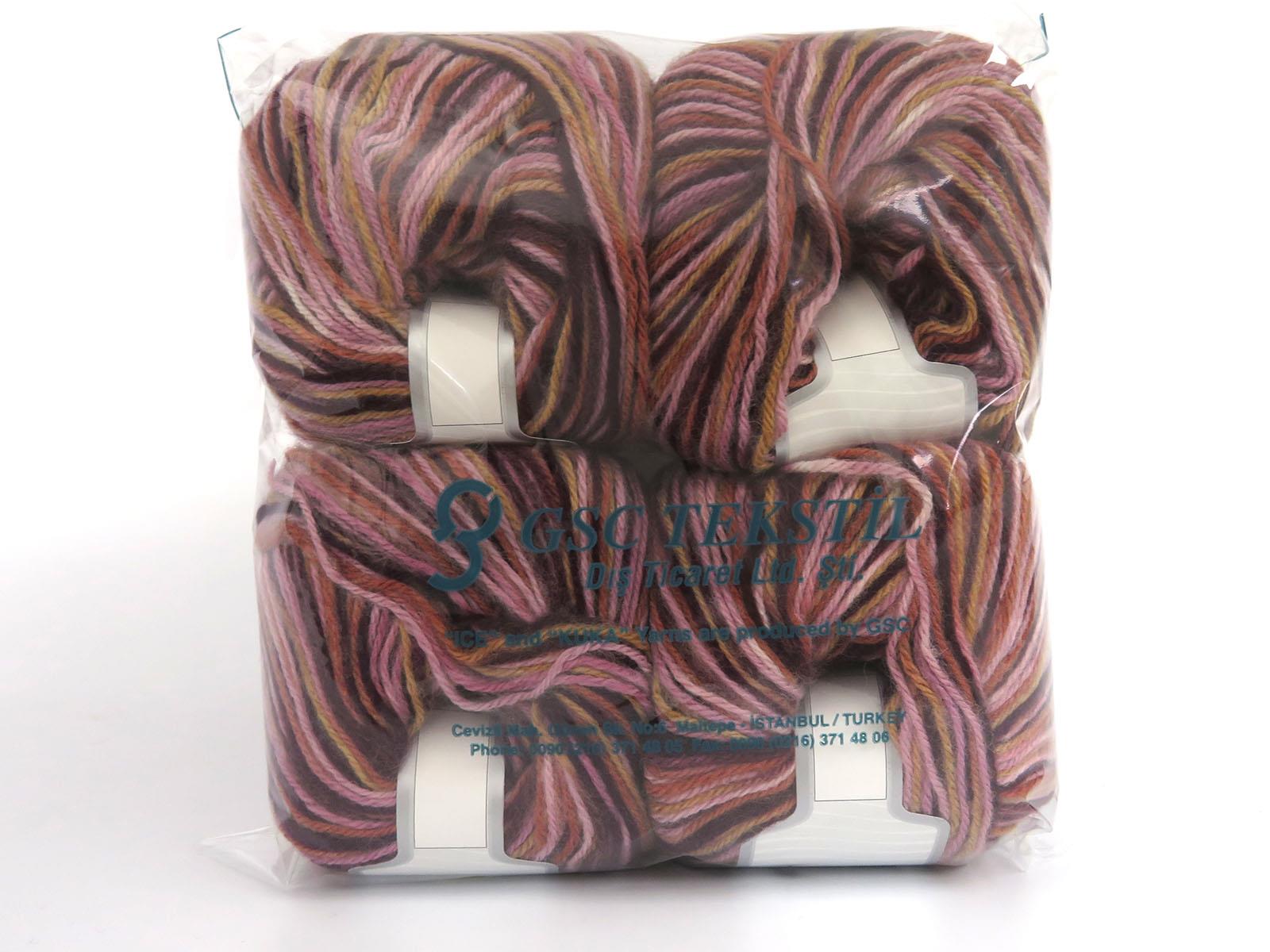 Wool Varicolor Worsted Maroon, Copper, Pink Shades