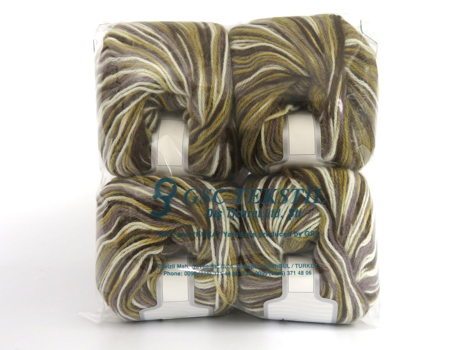 Wool Varicolor Worsted White, Brown Shades