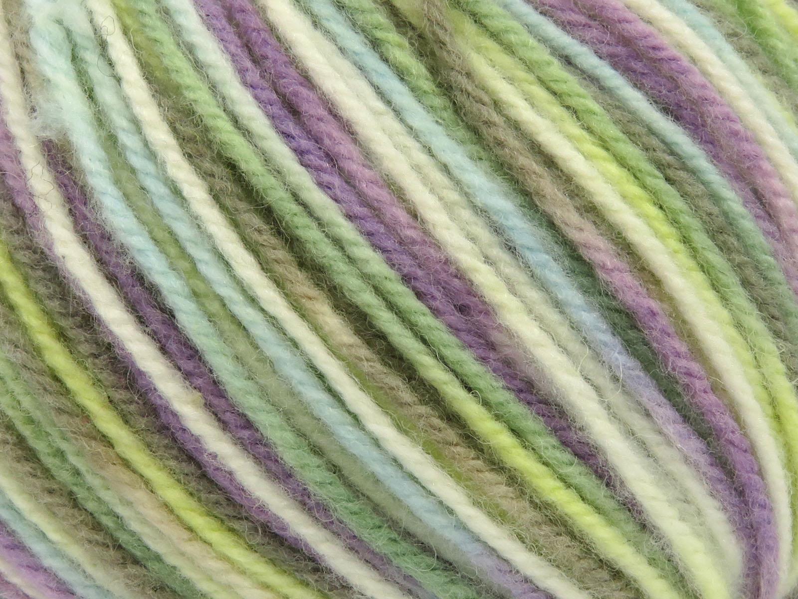 Wool Varicolor Worsted White, Lilac, Turquoise, Yellow, Beige, Mint Green