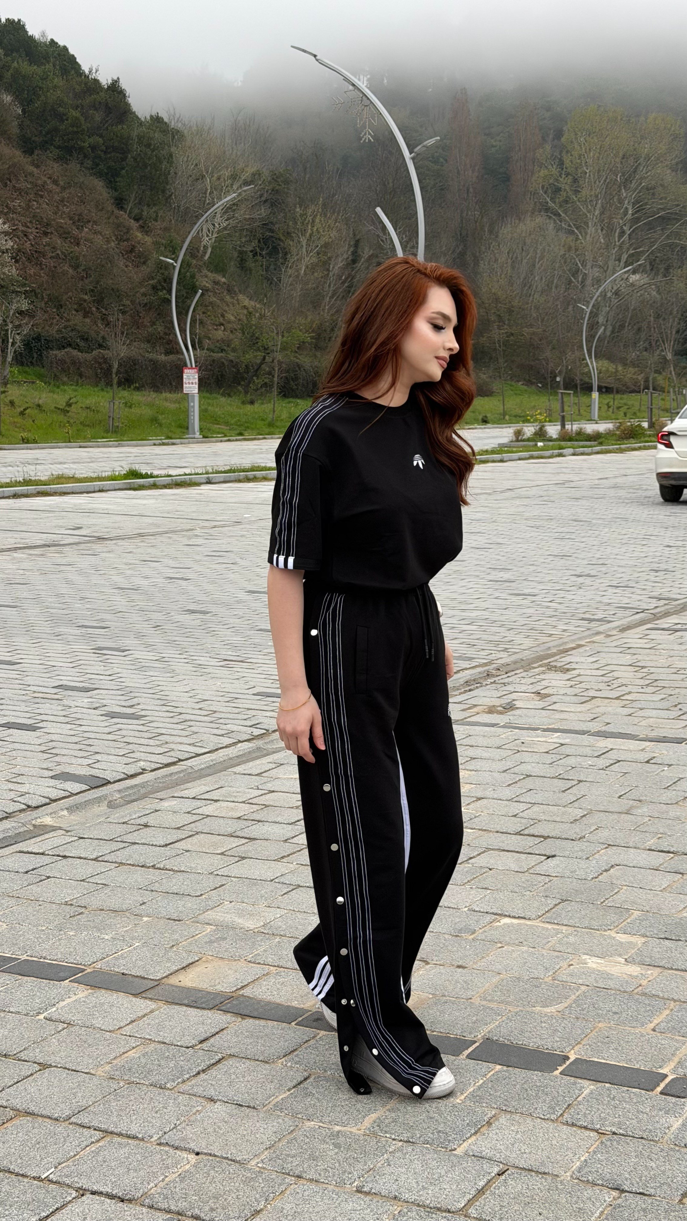 Abibas Çıtçıtlı Eşofman Takım Siyah