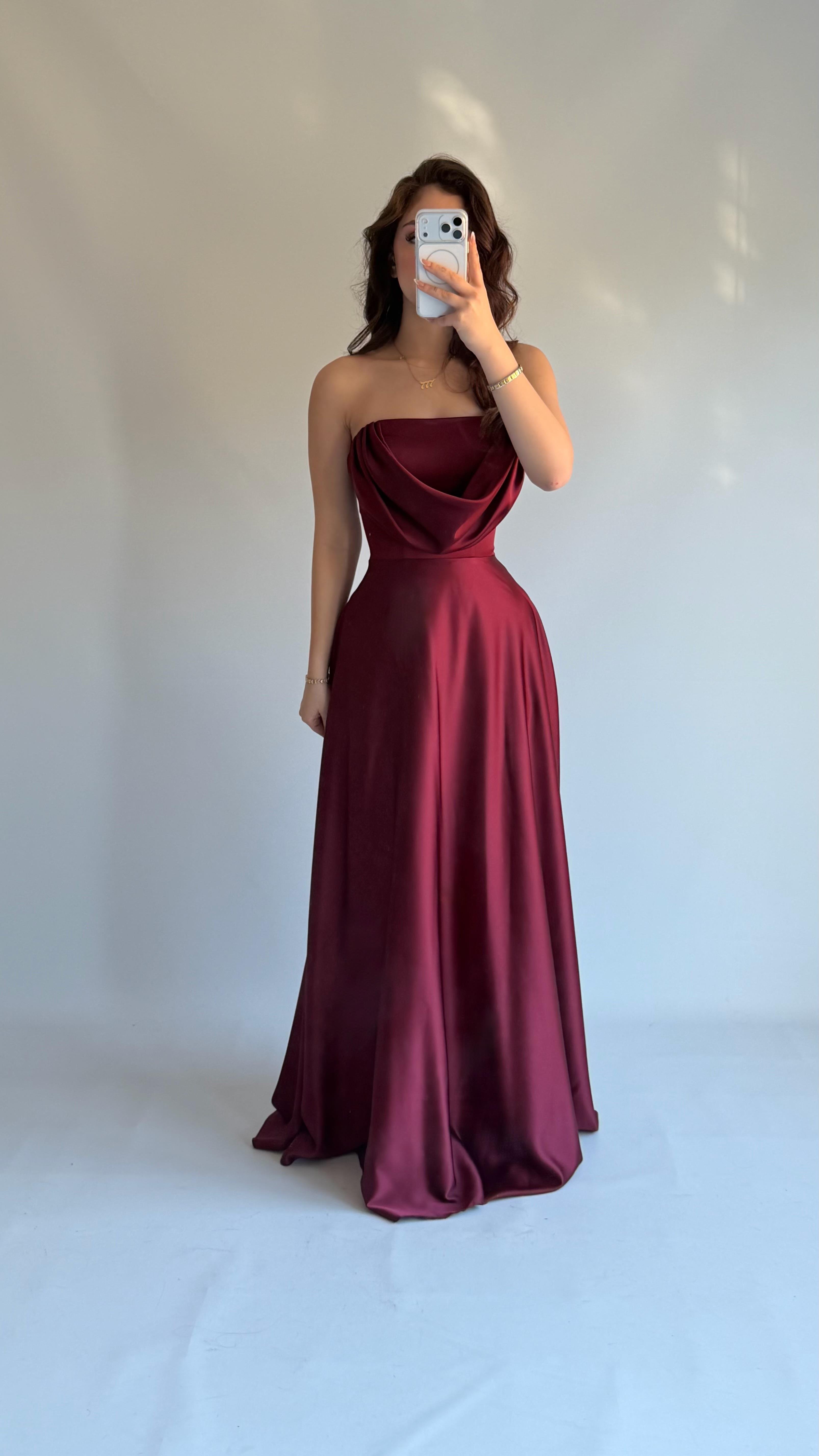 Albora Saten Abiye Bordo