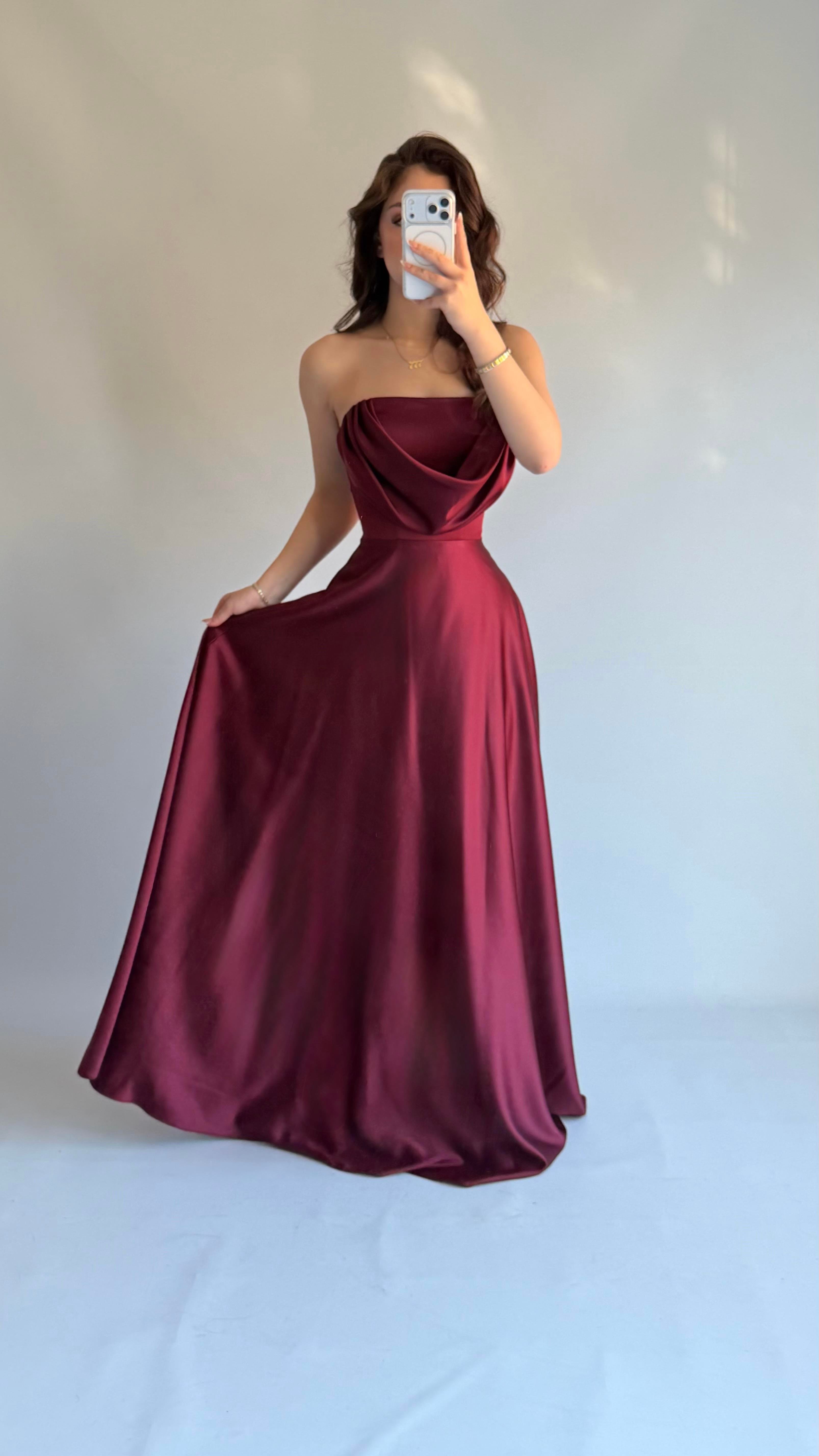 Albora Saten Abiye Bordo