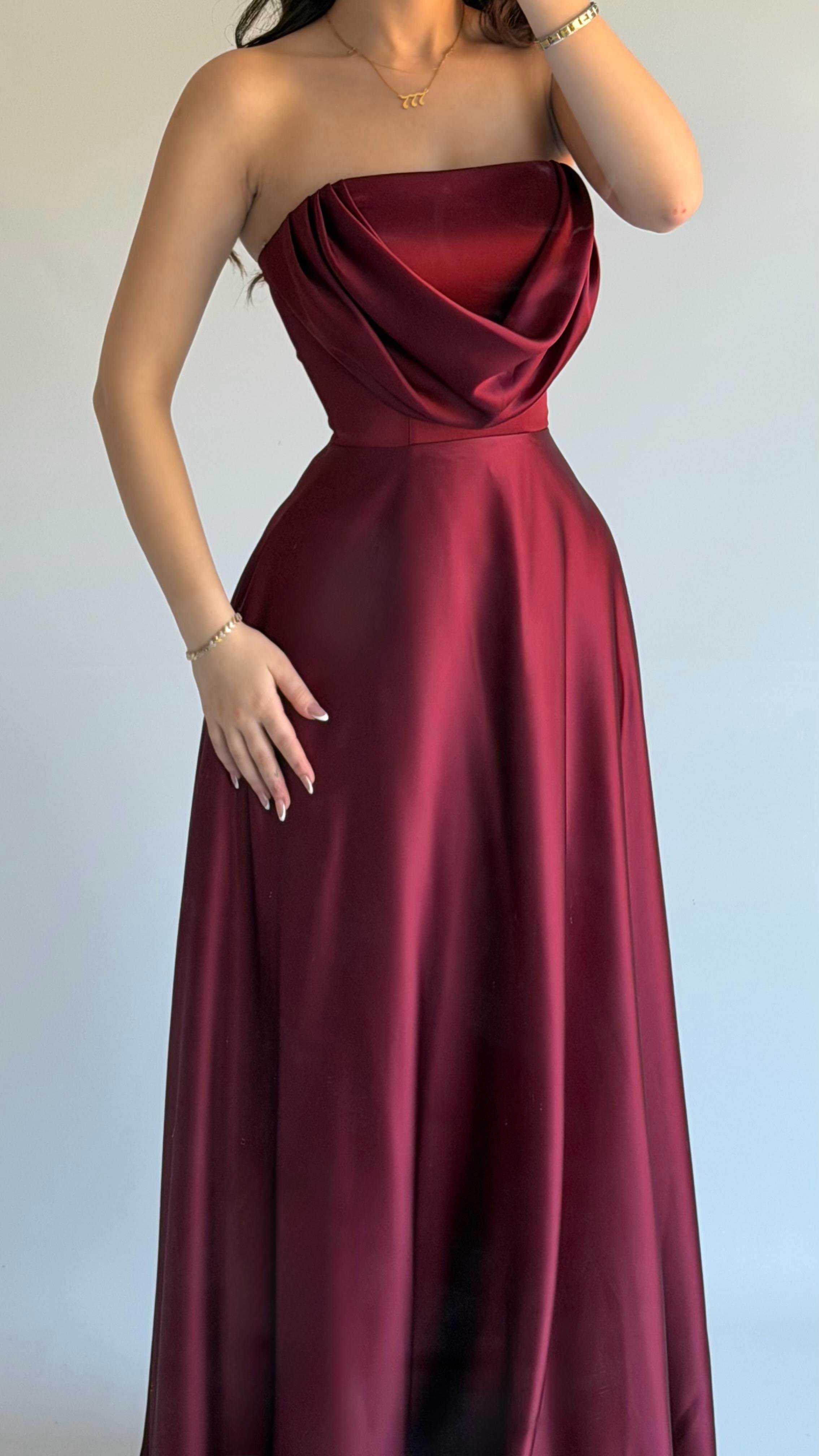 Albora Saten Abiye Bordo