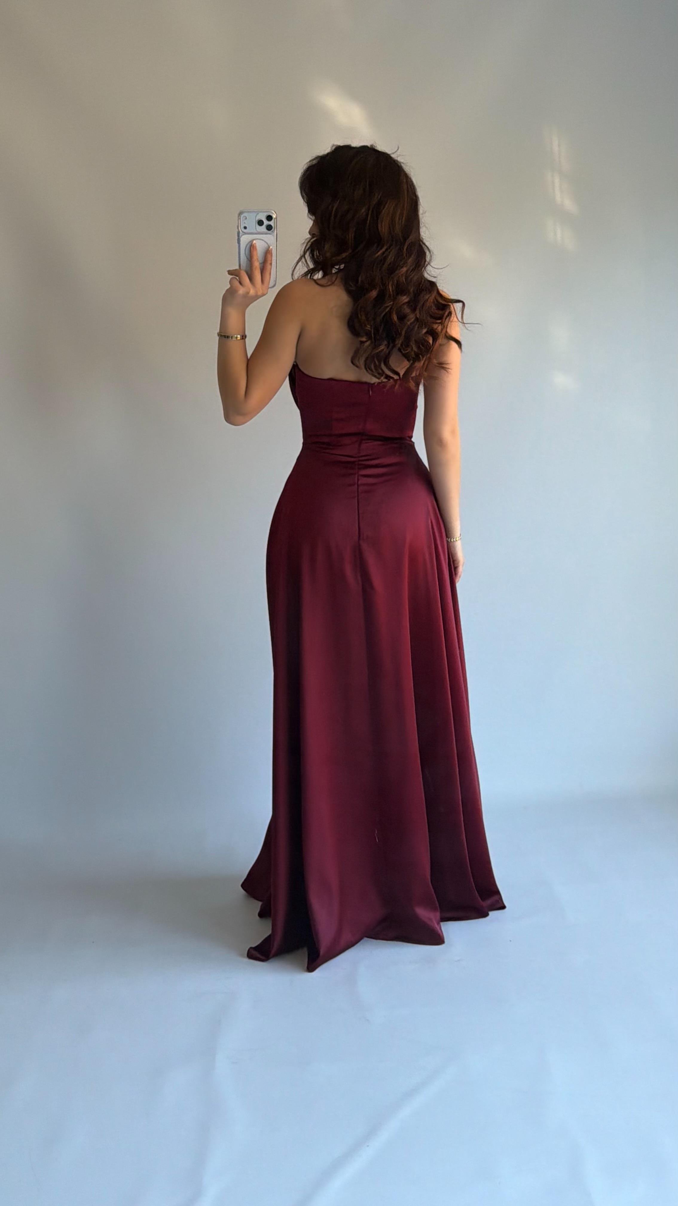 Albora Saten Abiye Bordo