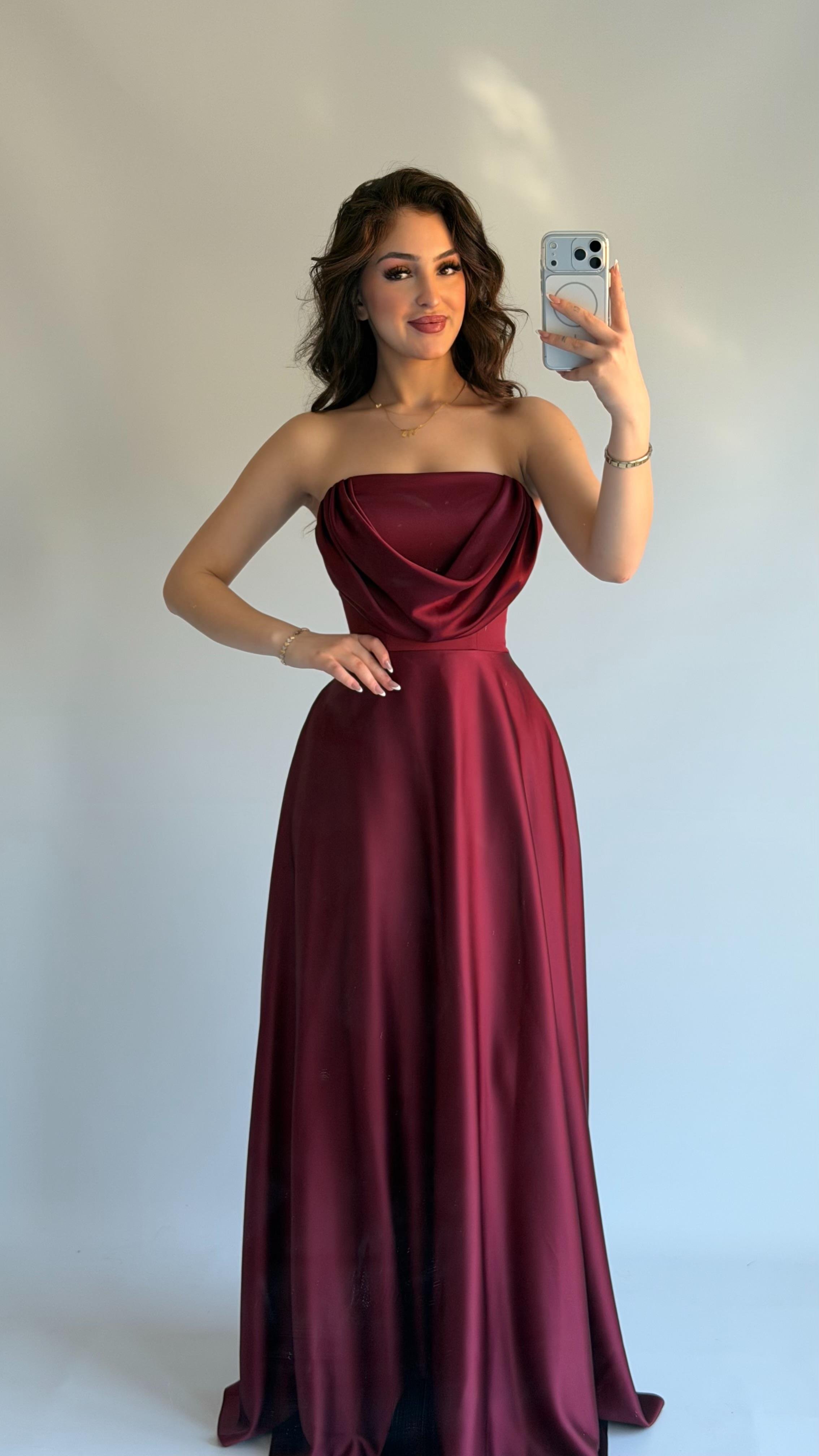 Albora Saten Abiye Bordo