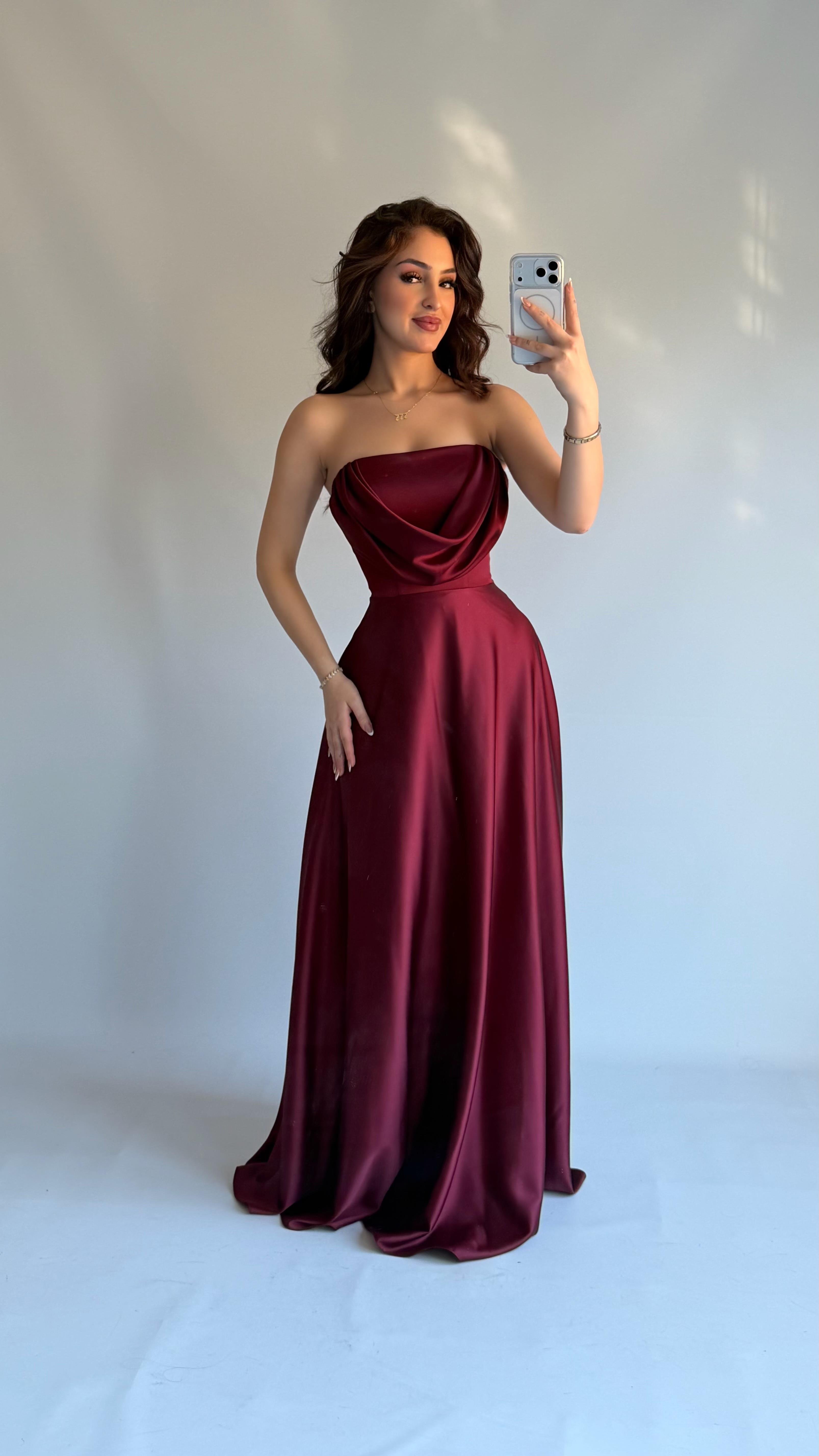 Albora Saten Abiye Bordo