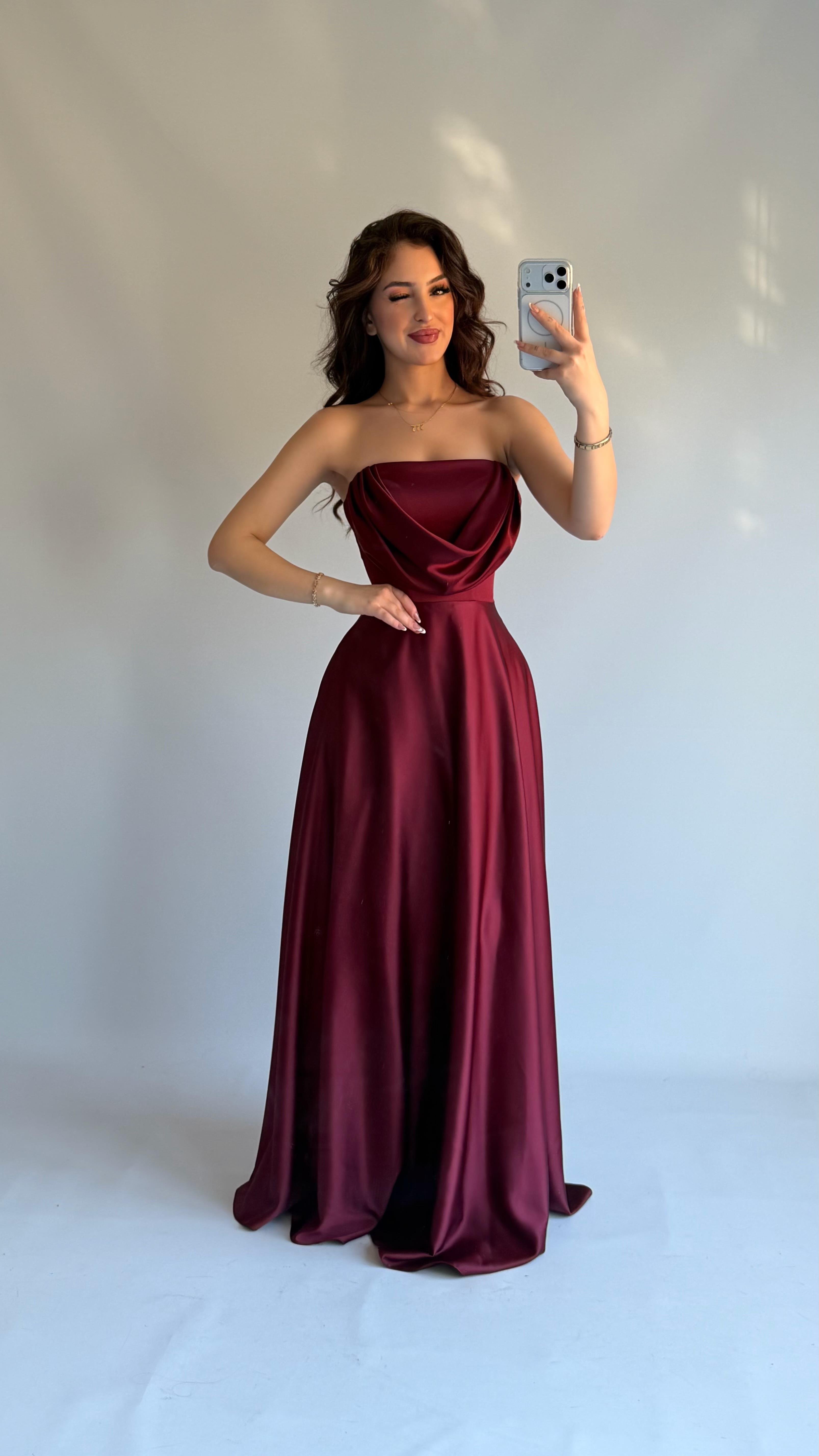 Albora Saten Abiye Bordo