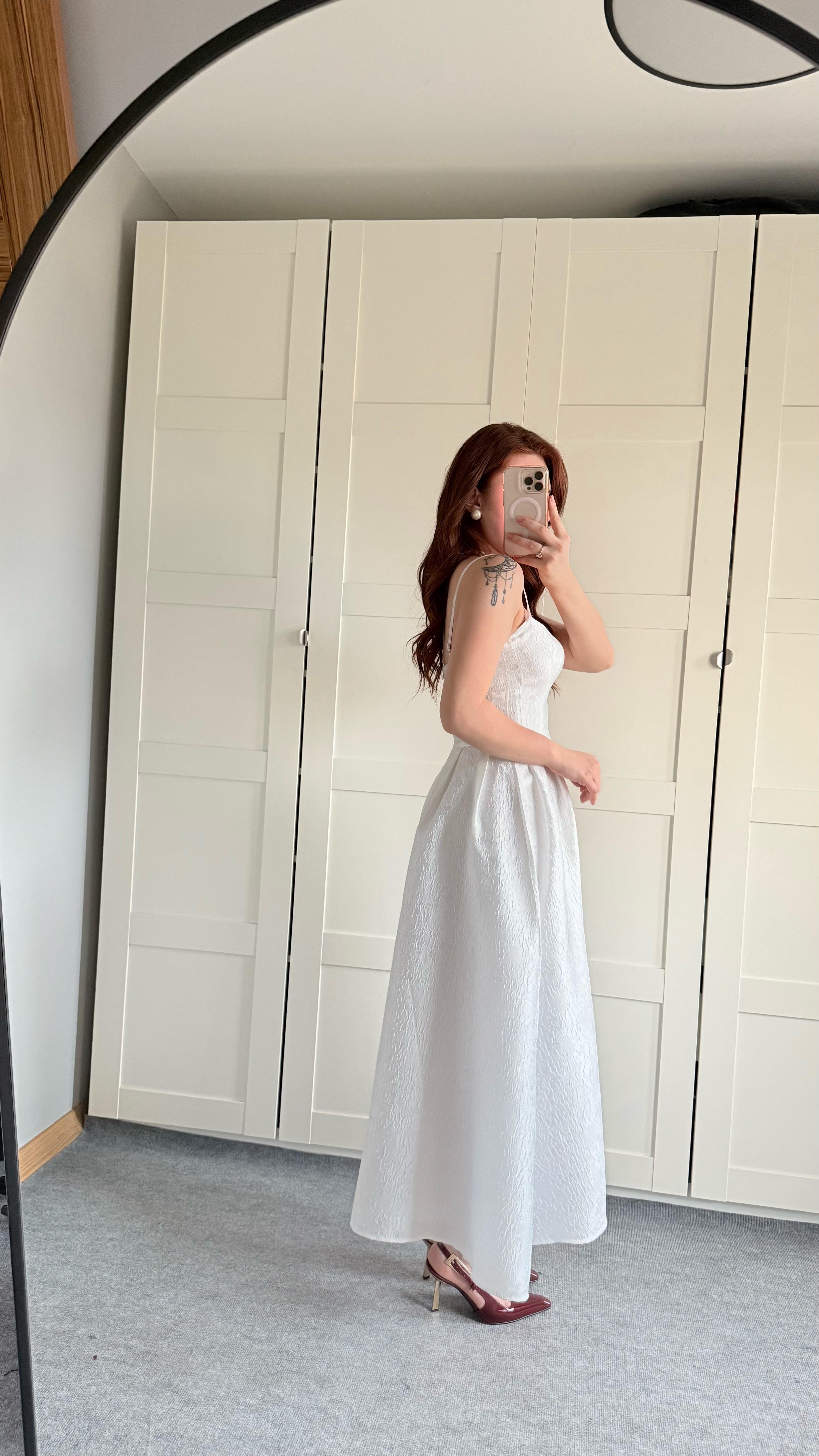Alexandra Askılı Elbise Beyaz