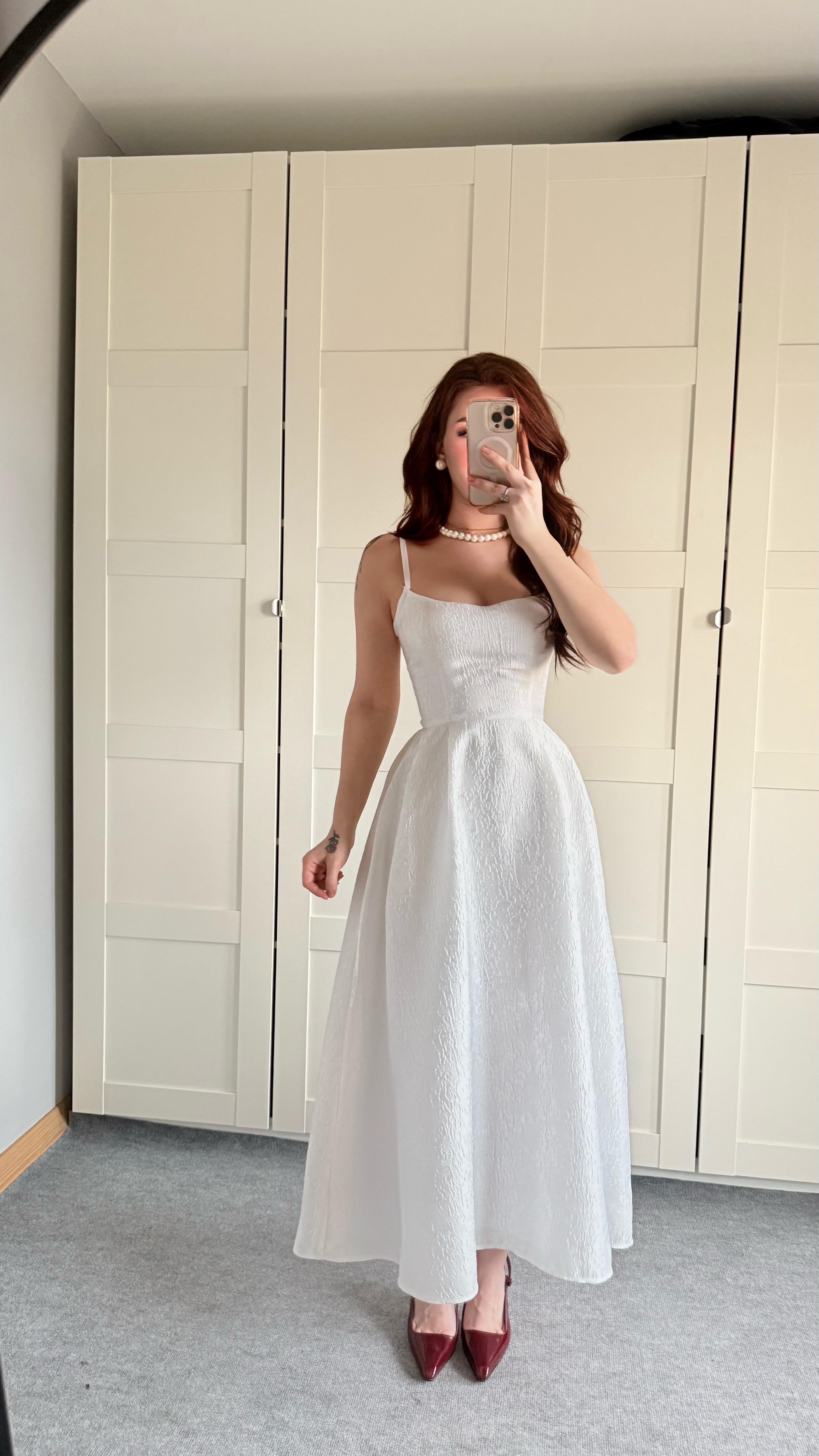 Alexandra Askılı Elbise Beyaz