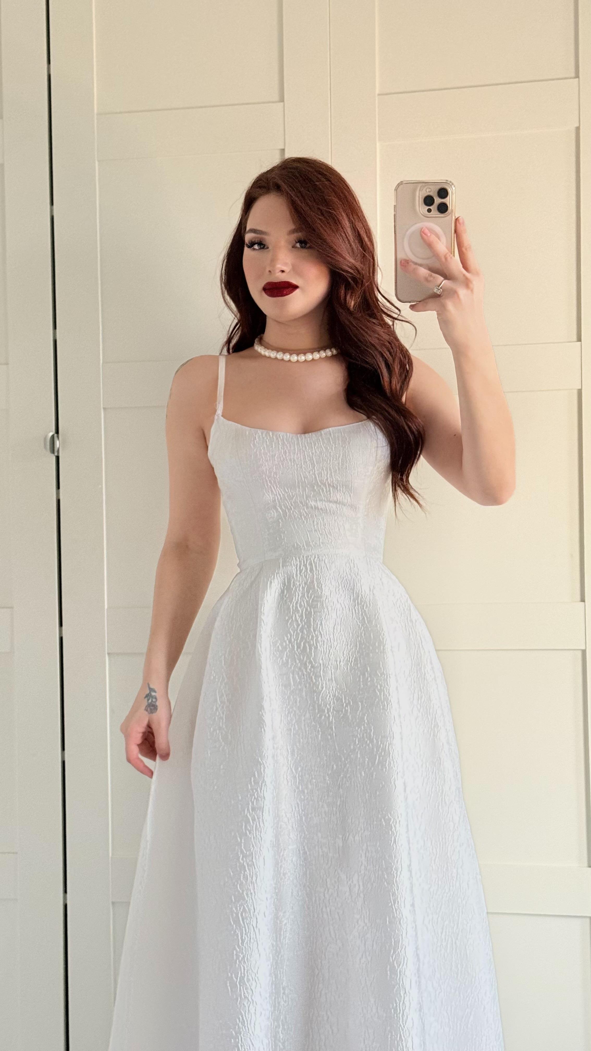 Alexandra Askılı Elbise Beyaz