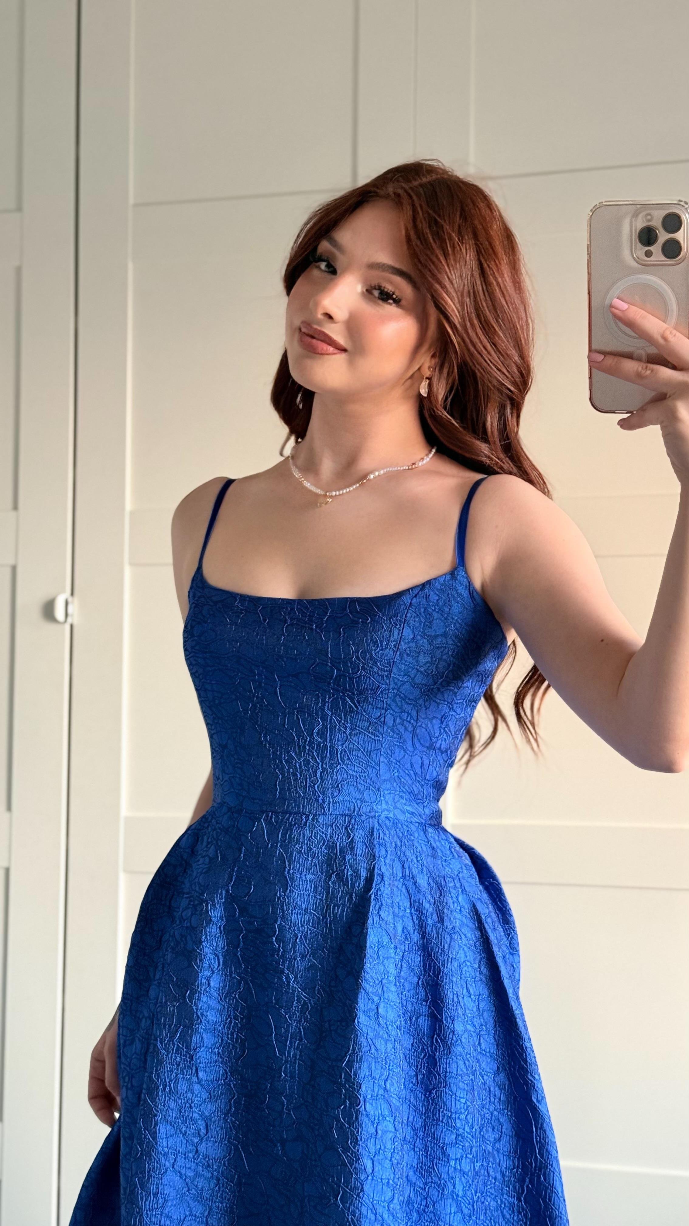 Alexandra Askılı Elbise Saks