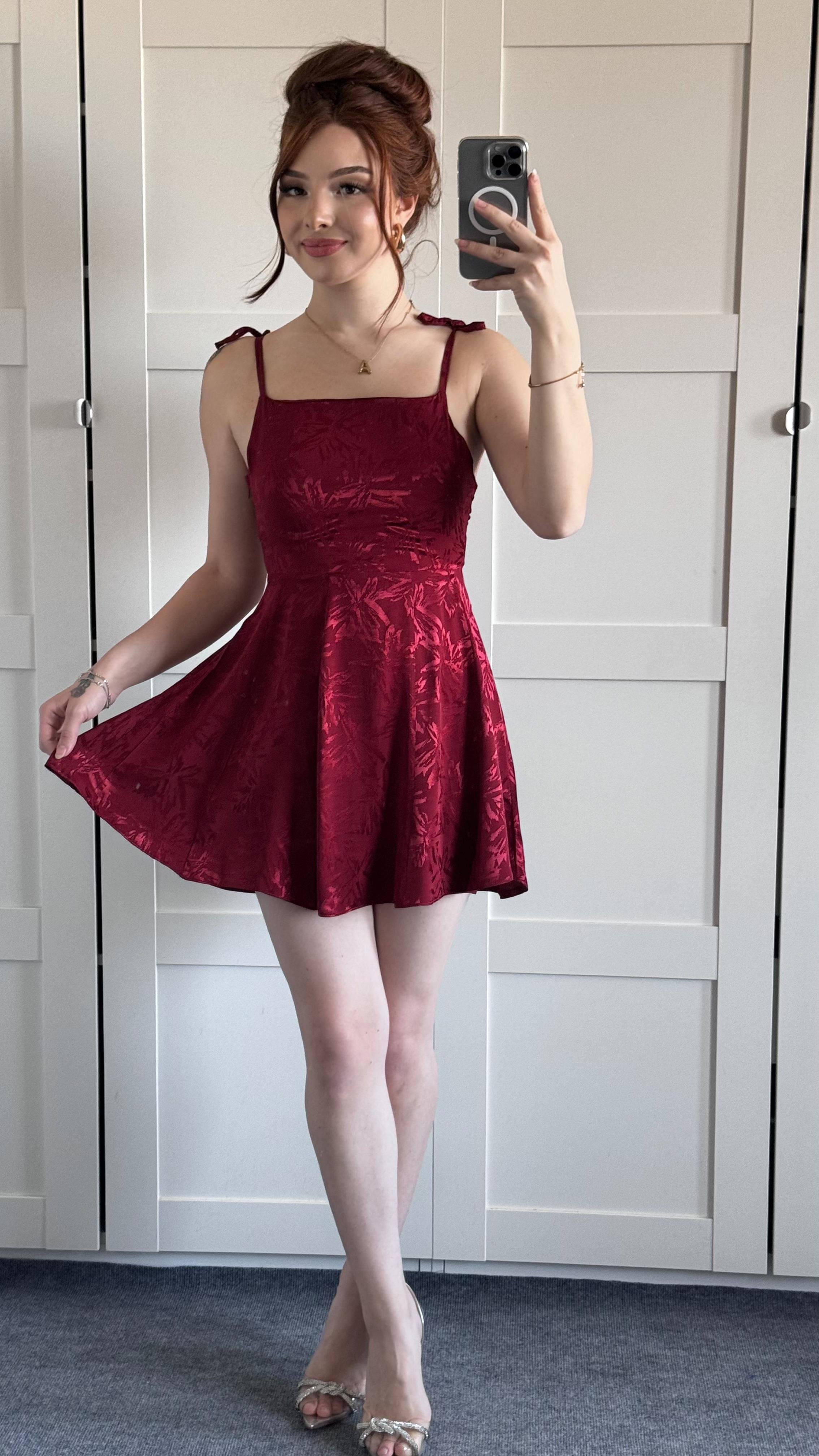 Anna Bordo Saten Mini Elbise