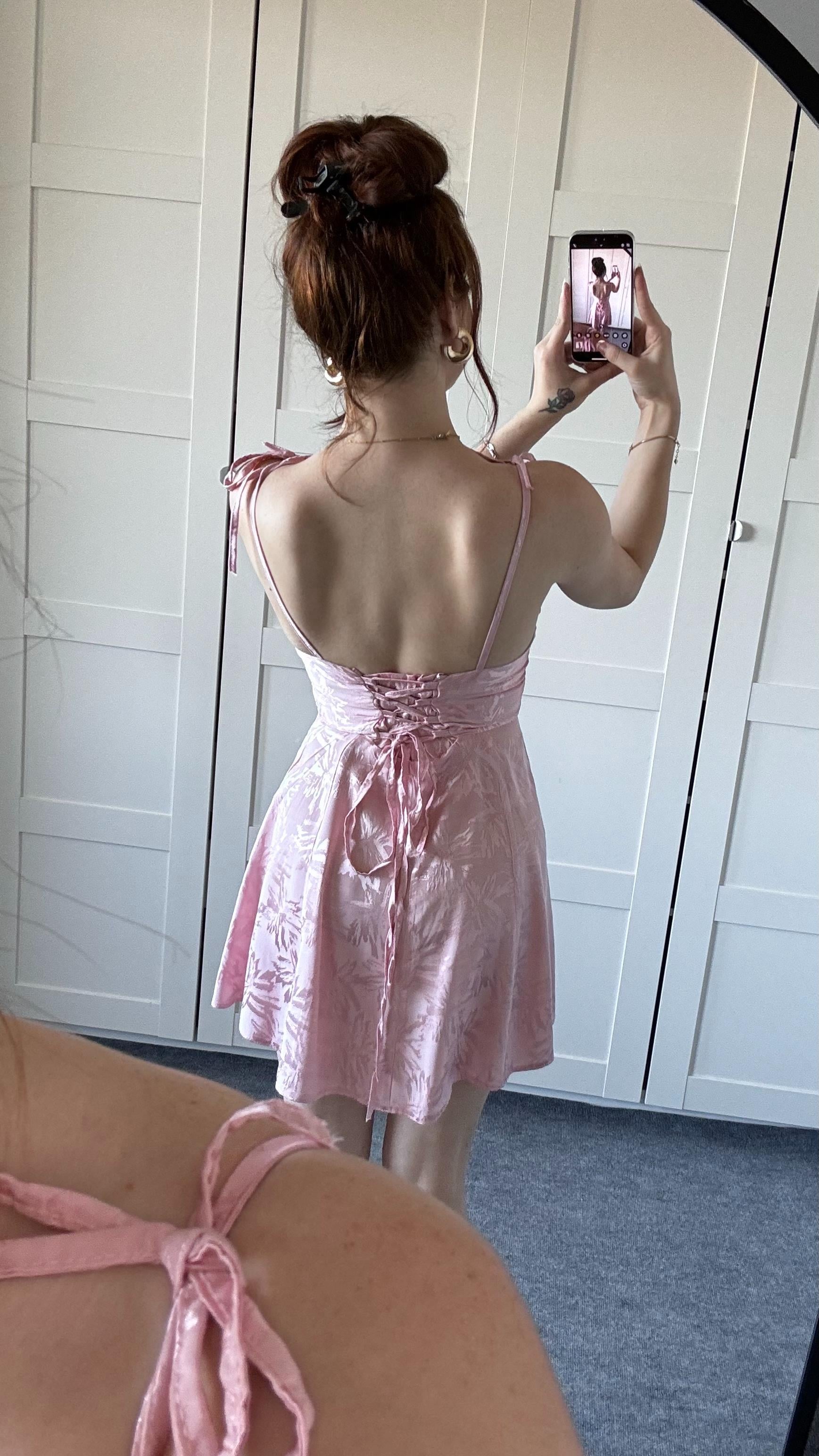 Anna Pembe Saten Mini Elbise
