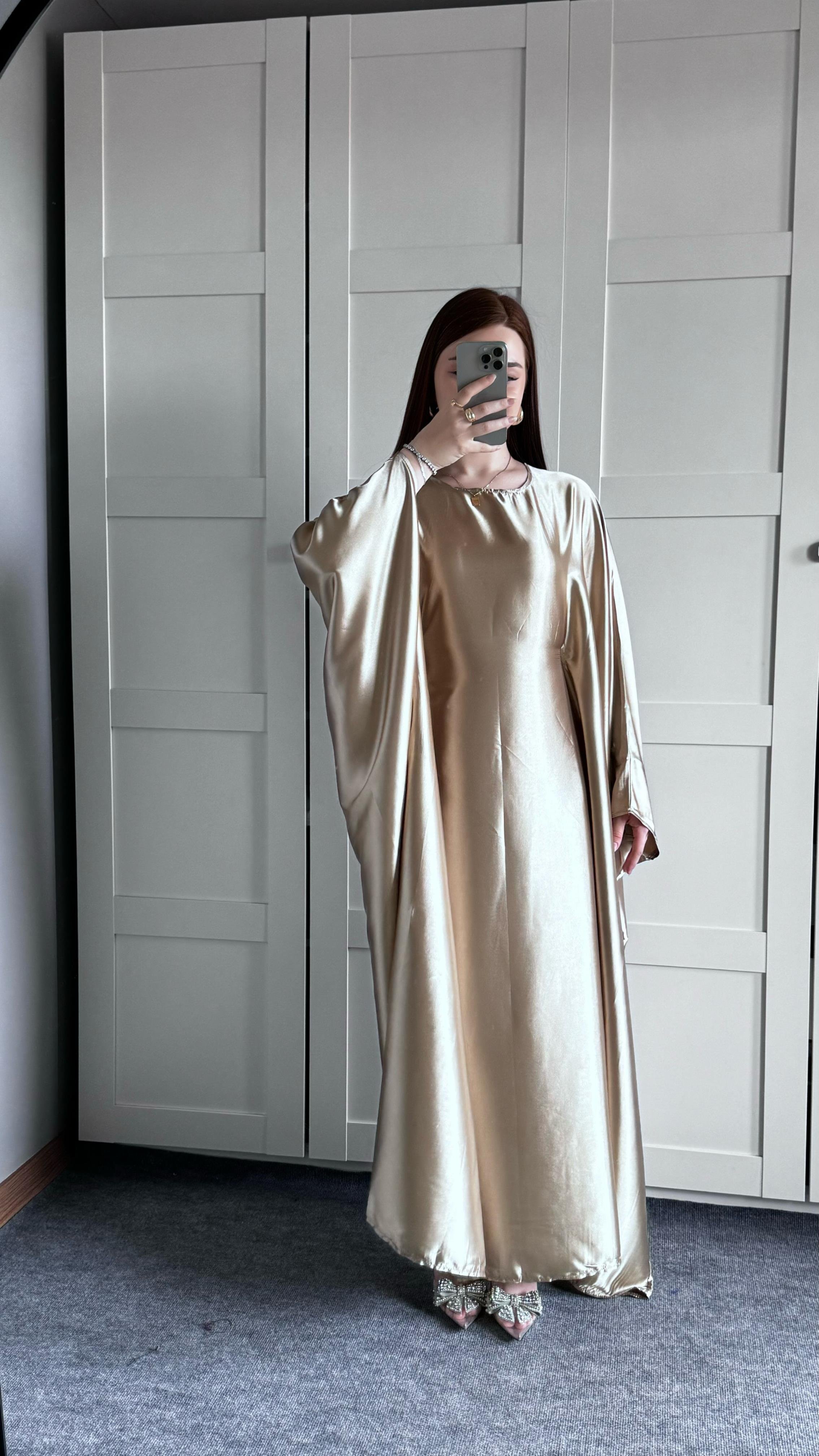 Arabic Saten Elbise Gold