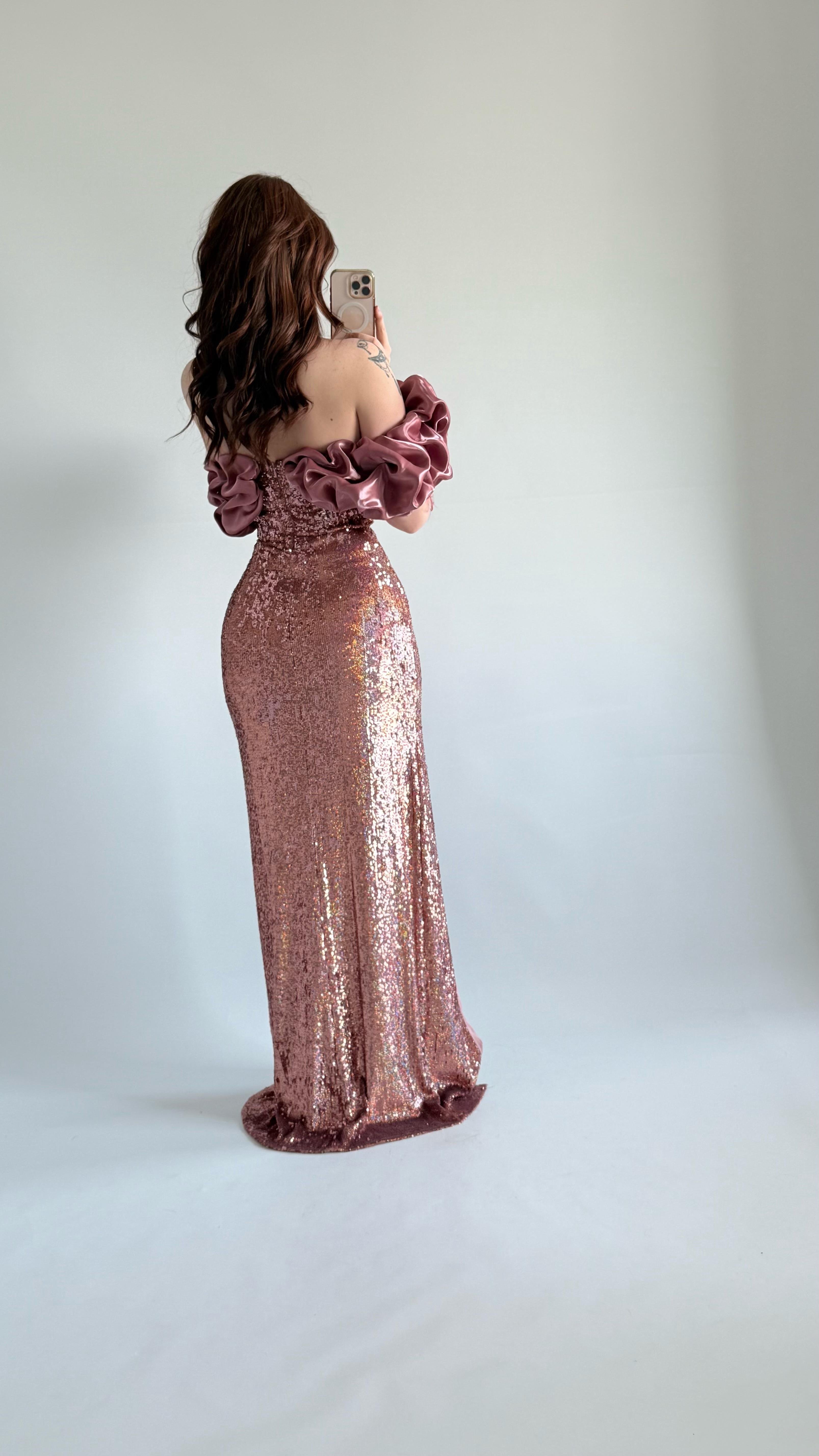 Arina Payetli Abiye Pembe