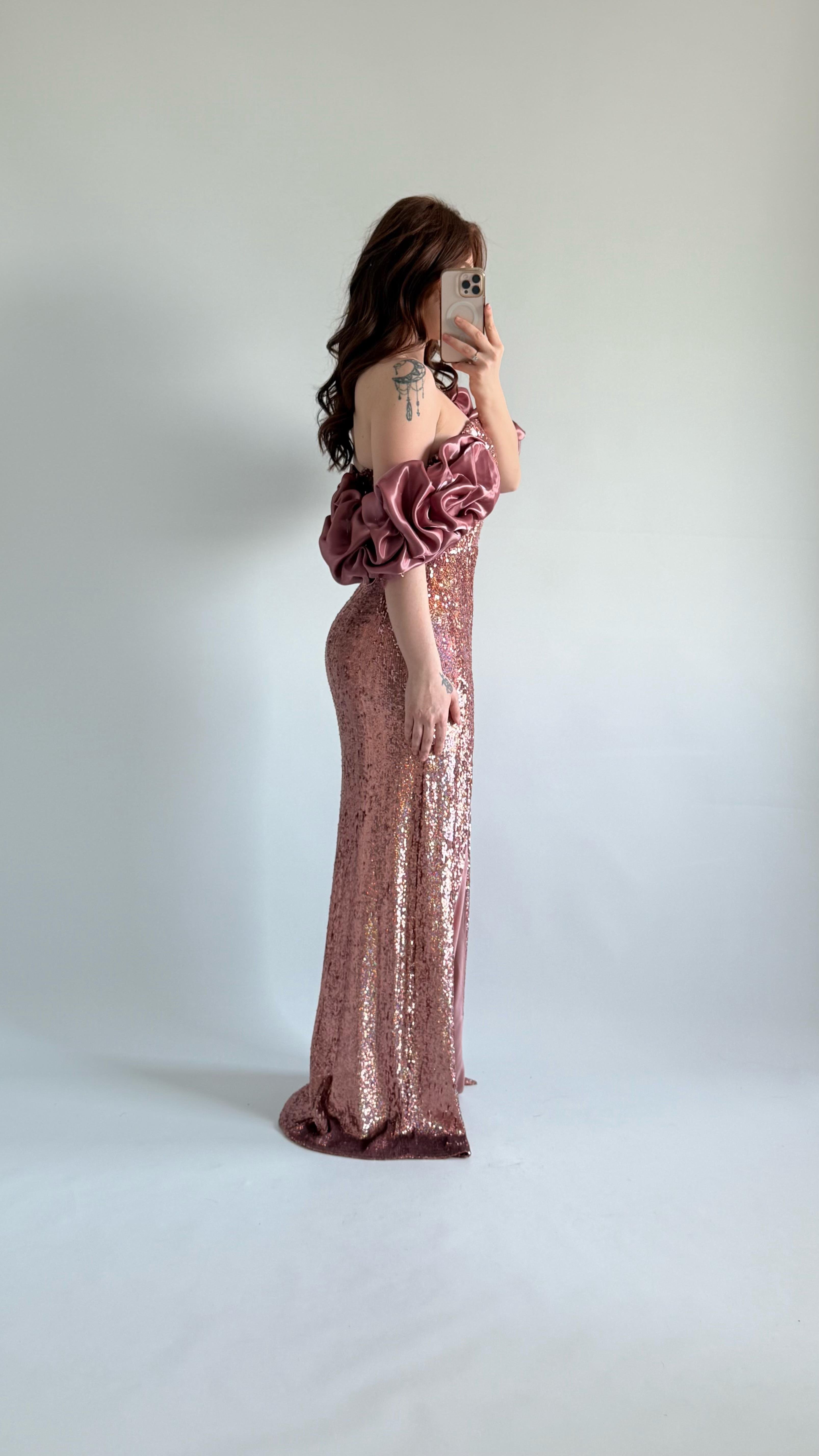 Arina Payetli Abiye Pembe