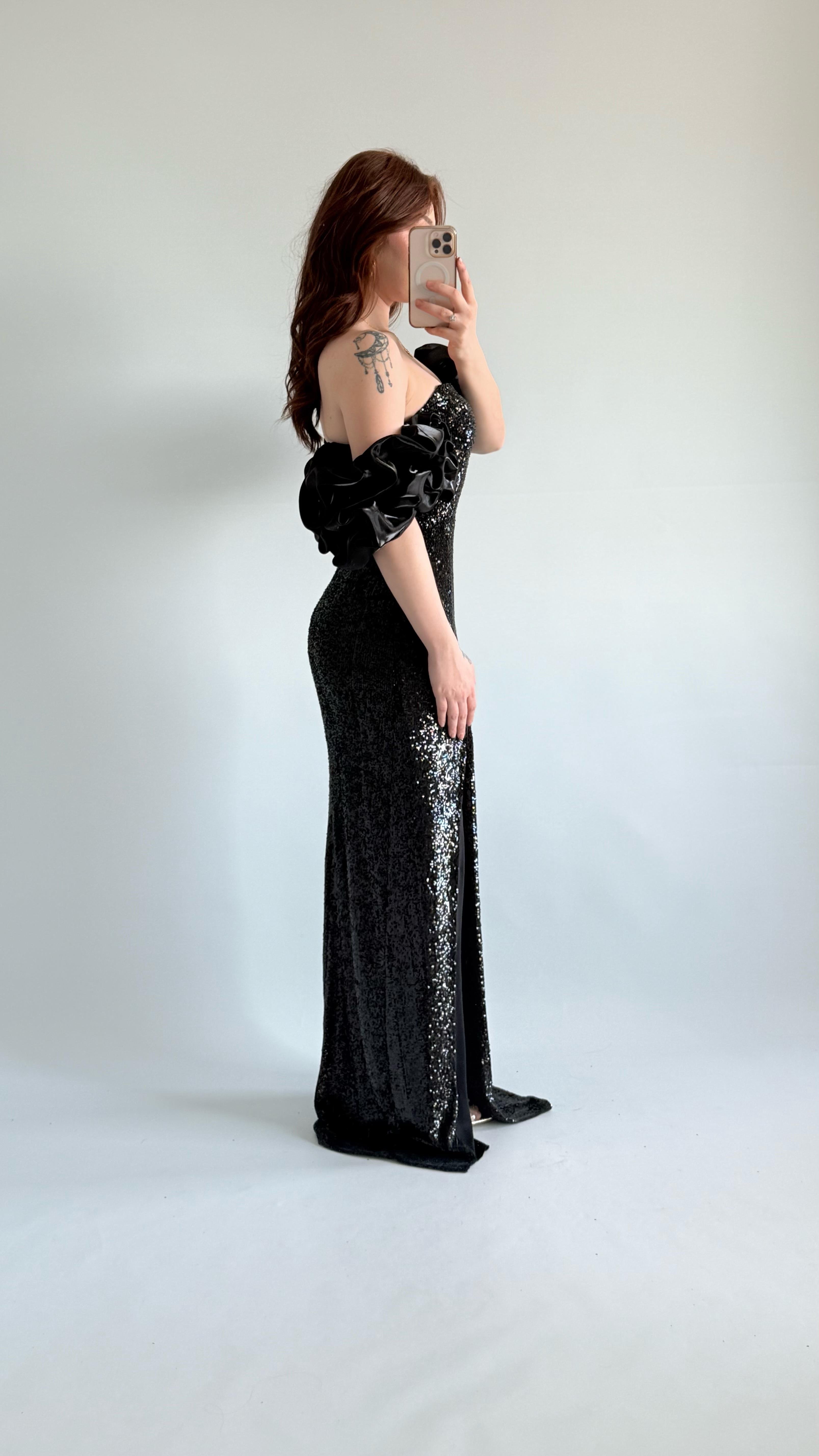 Arina Payetli Abiye Siyah