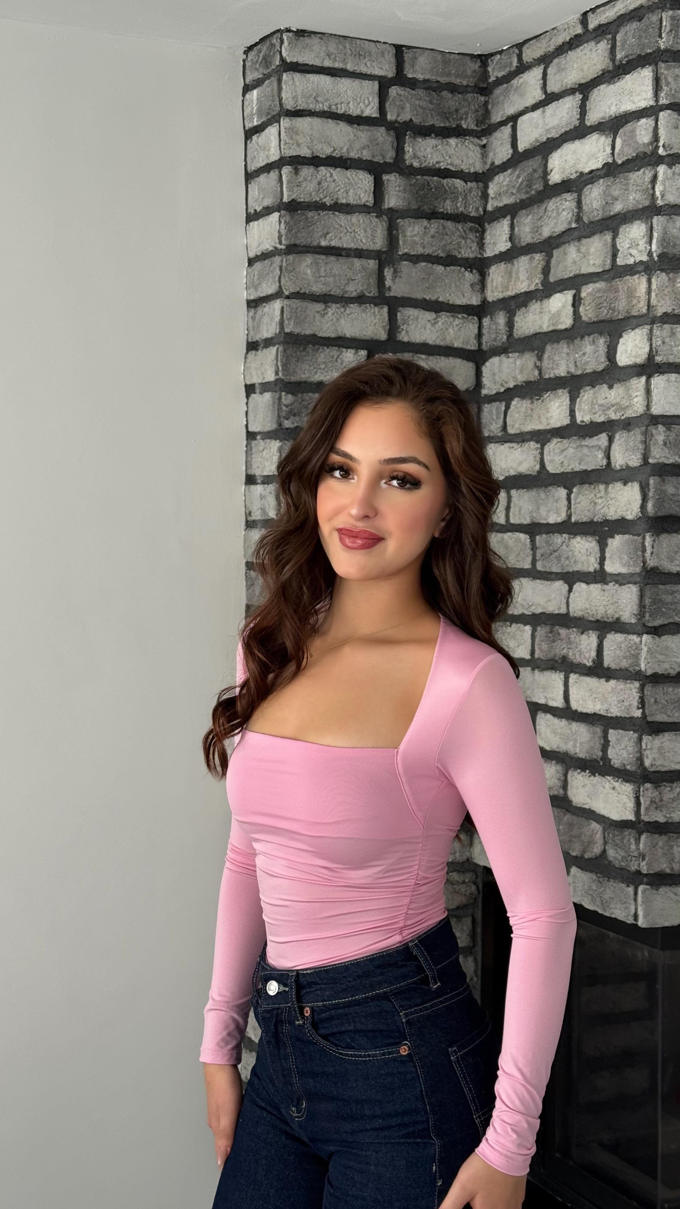 Asimetrik Büzgülü Bluz Pembe
