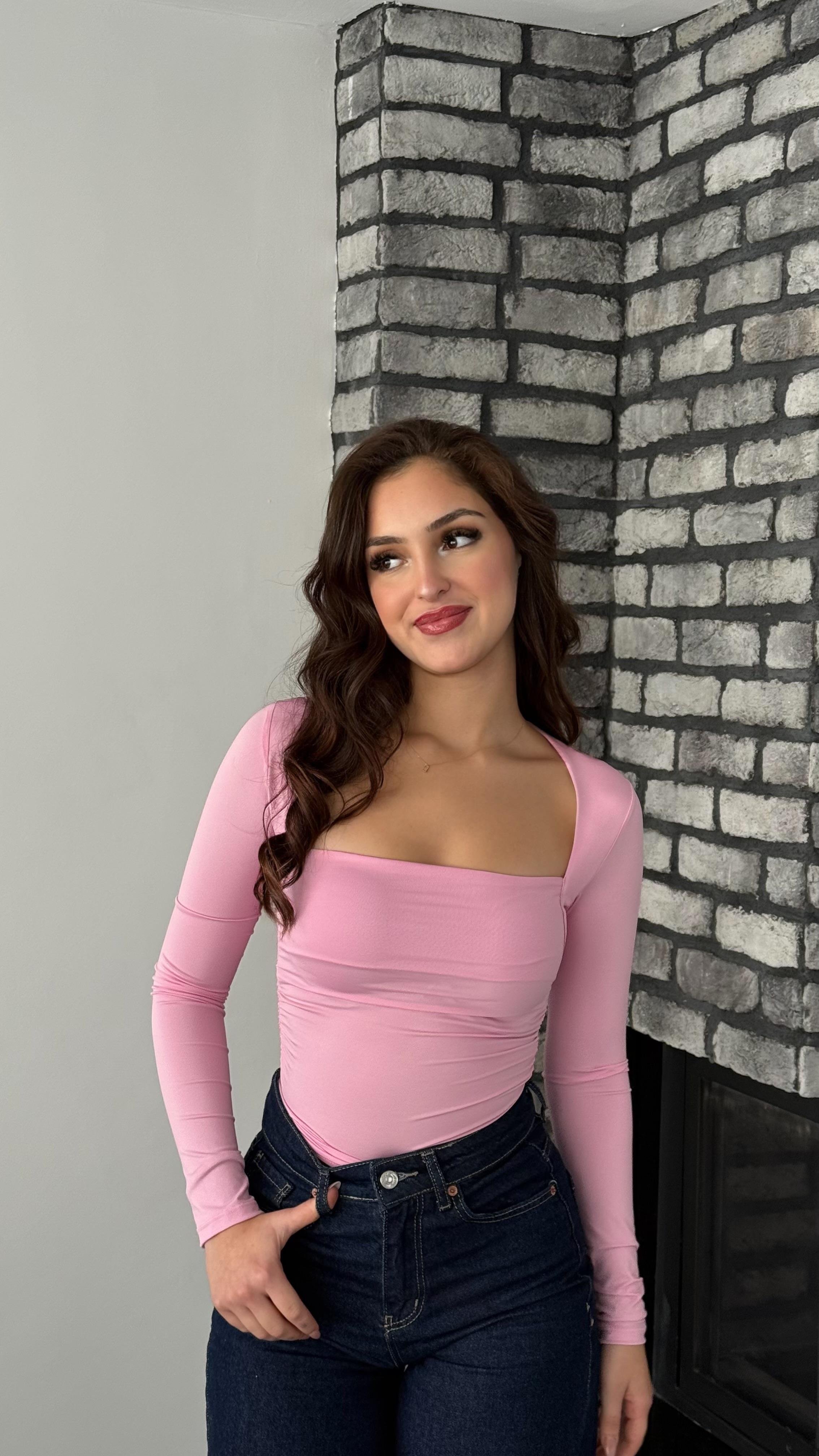 Asimetrik Büzgülü Bluz Pembe