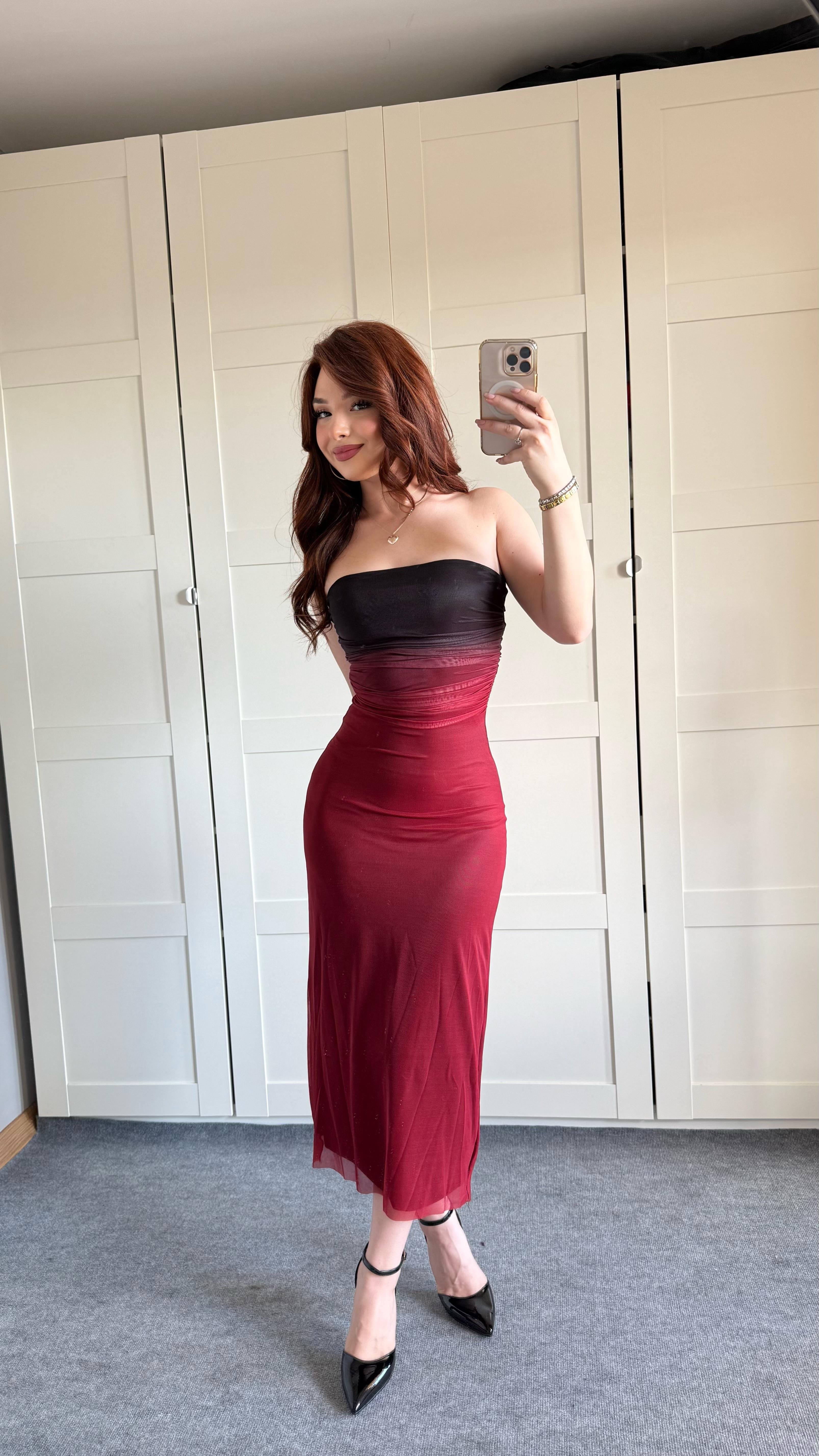 Aura Elbise Bordo