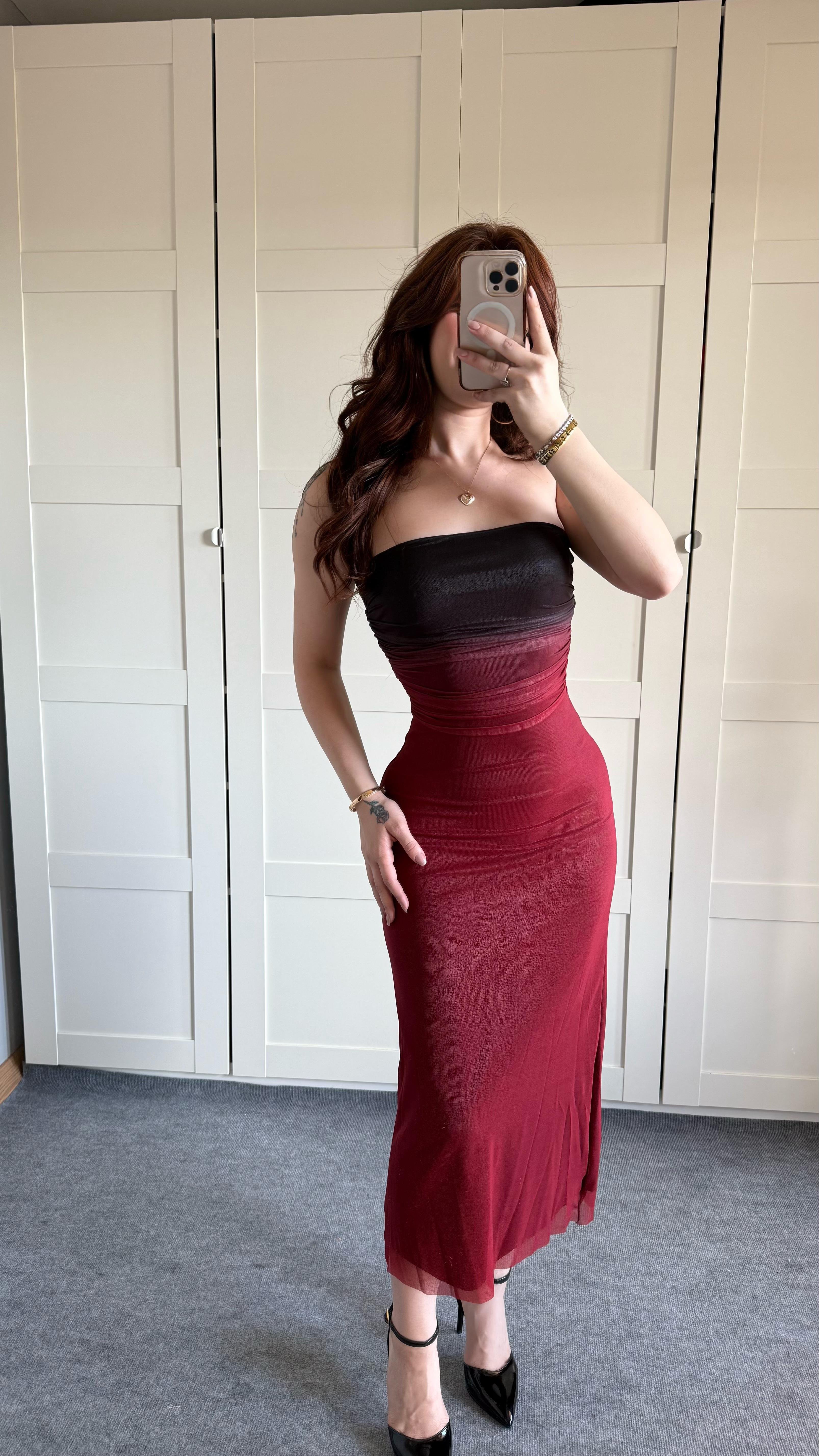 Aura Elbise Bordo