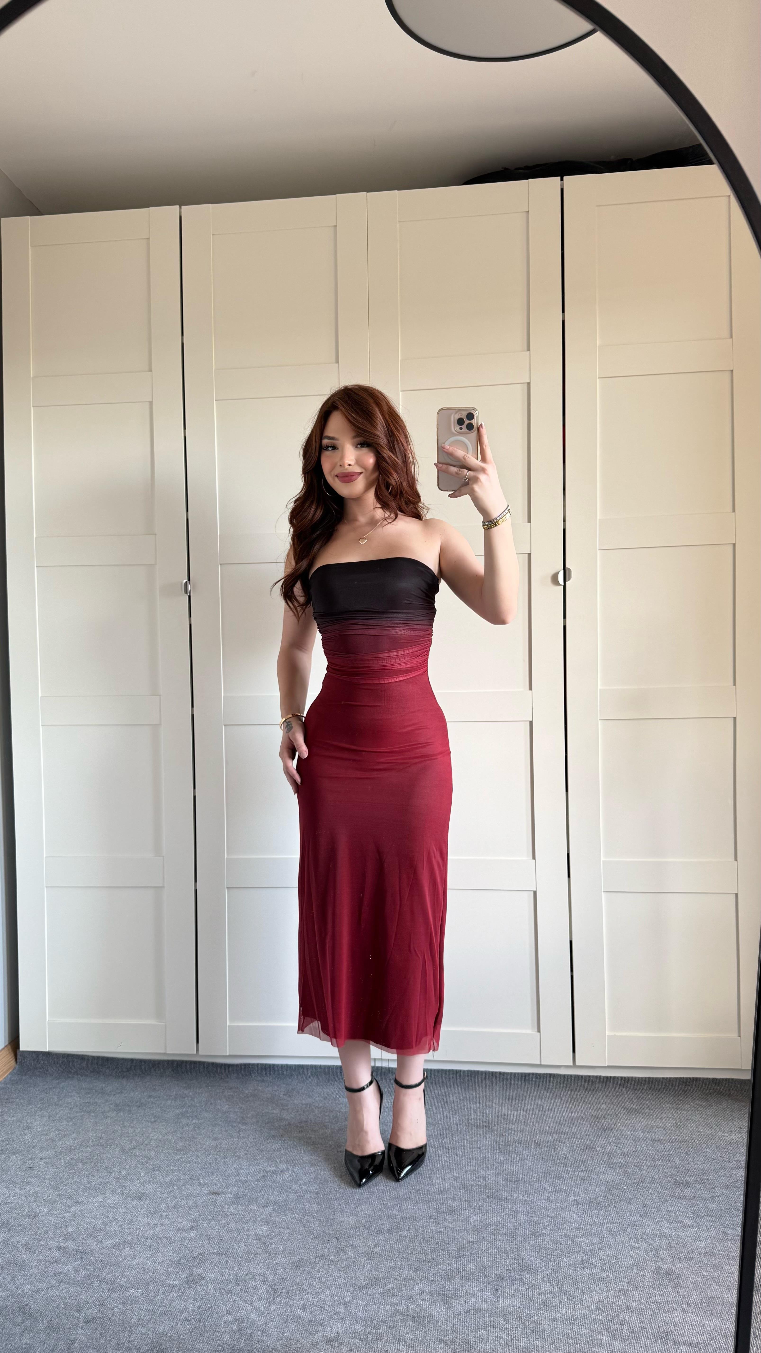 Aura Elbise Bordo