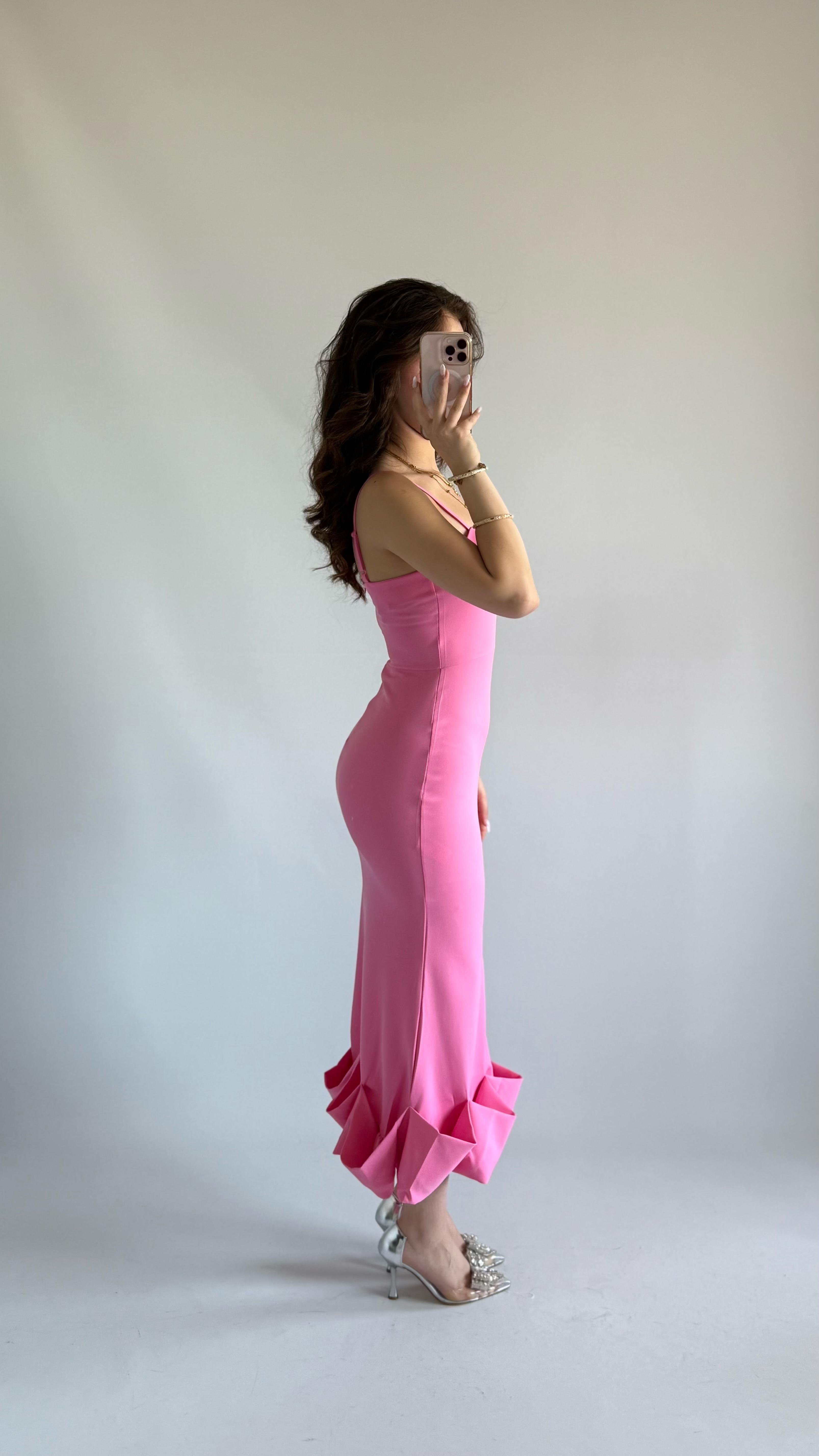 Baby Doll Fırfır Elbise Pembe