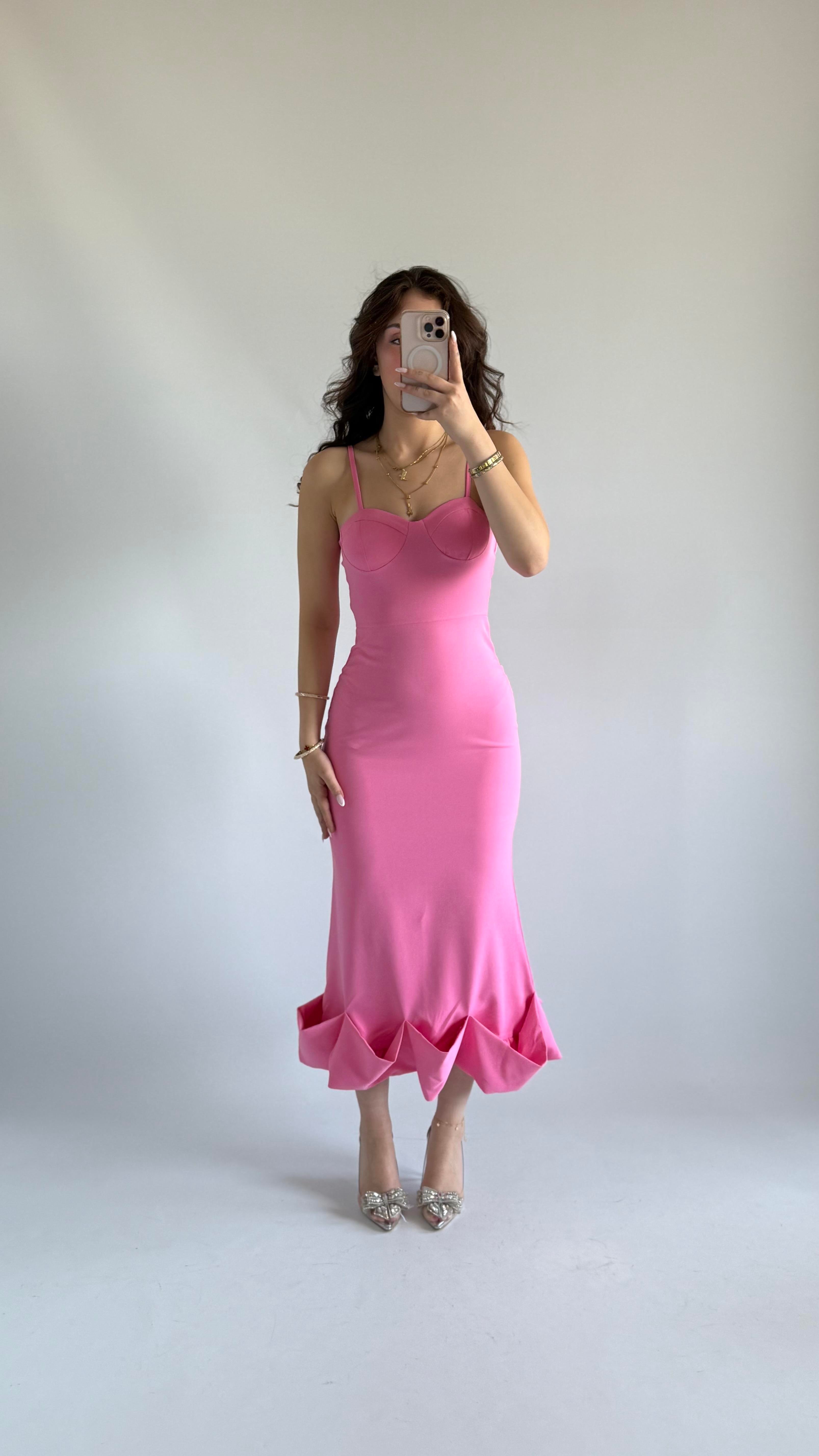 Baby Doll Fırfır Elbise Pembe