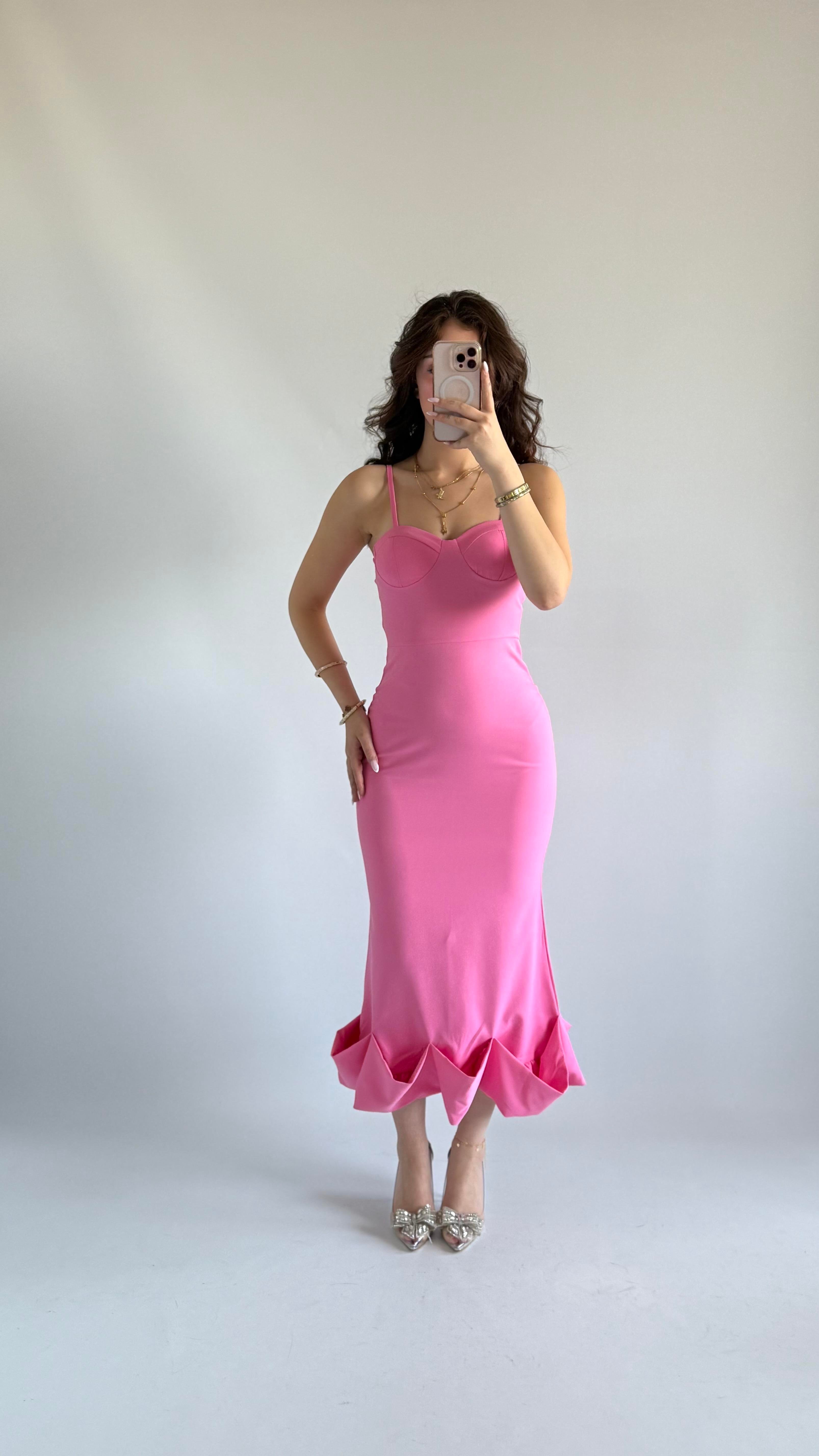 Baby Doll Fırfır Elbise Pembe